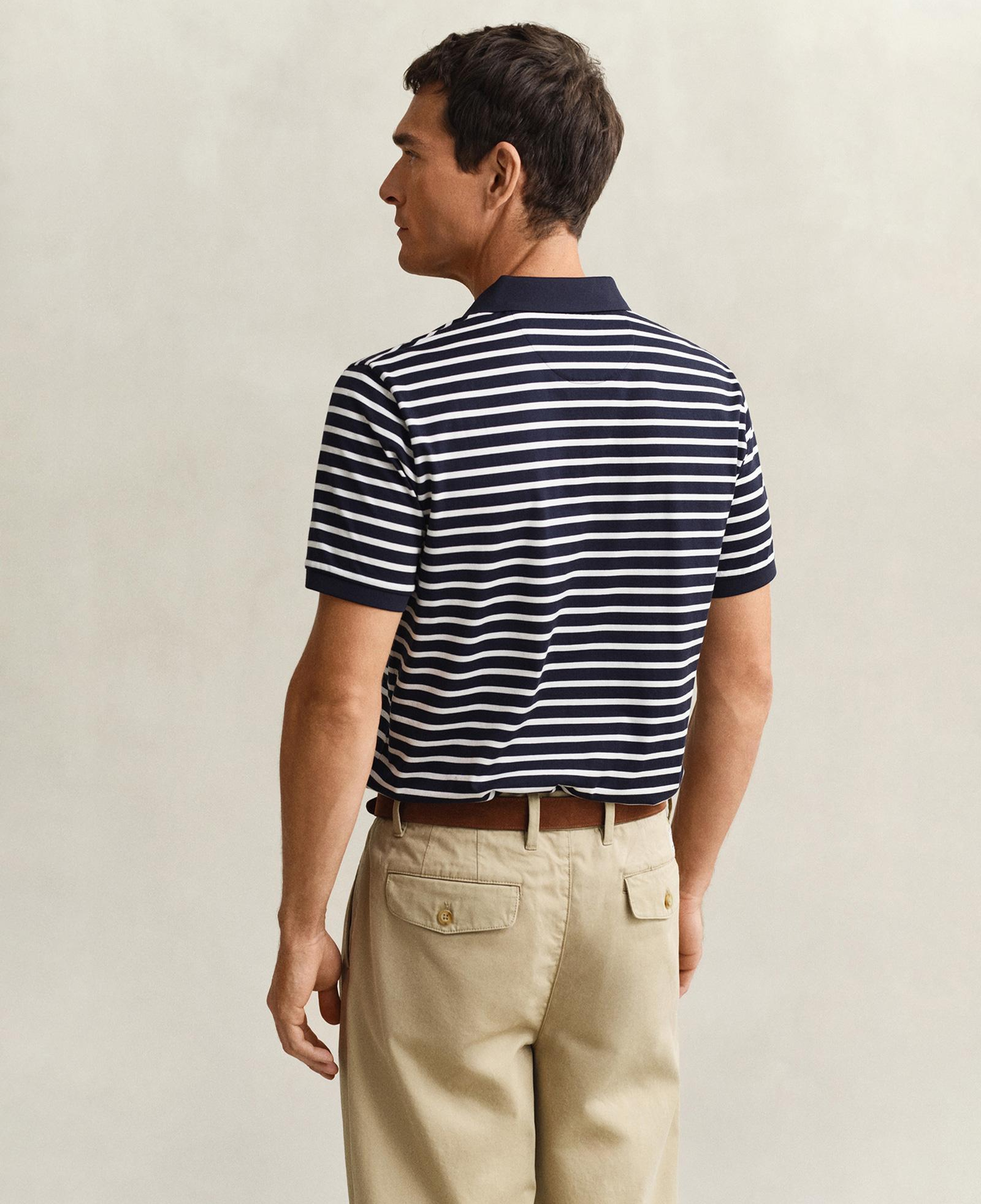 GANT Erkek Lacivert Regular Fit Çizgili Polo Yaka T-Shirt