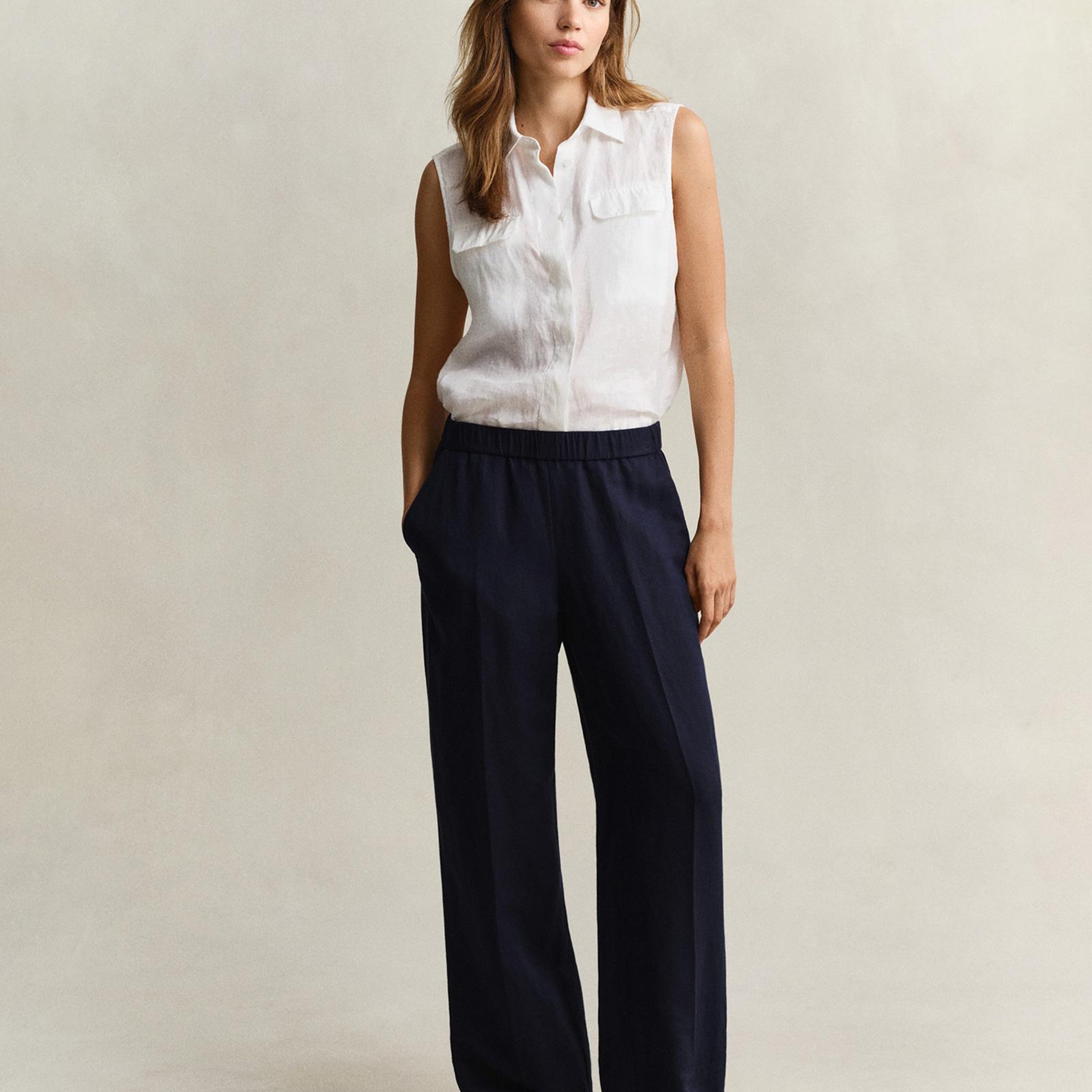GANT Kadın Lacivert Relaxed Fit Pantolon