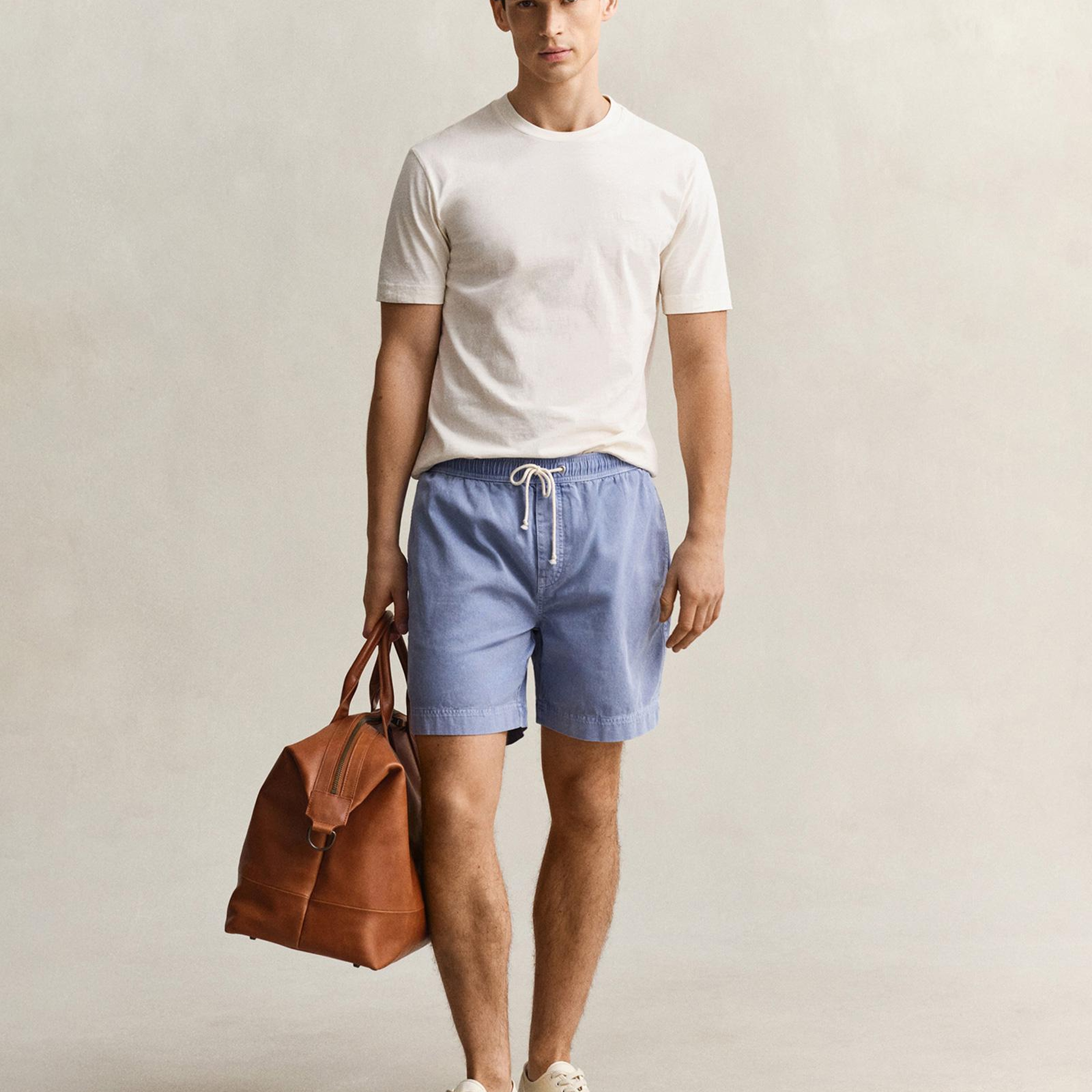 GANT Erkek Krem Bisiklet Yaka Regular Fit T-Shirt