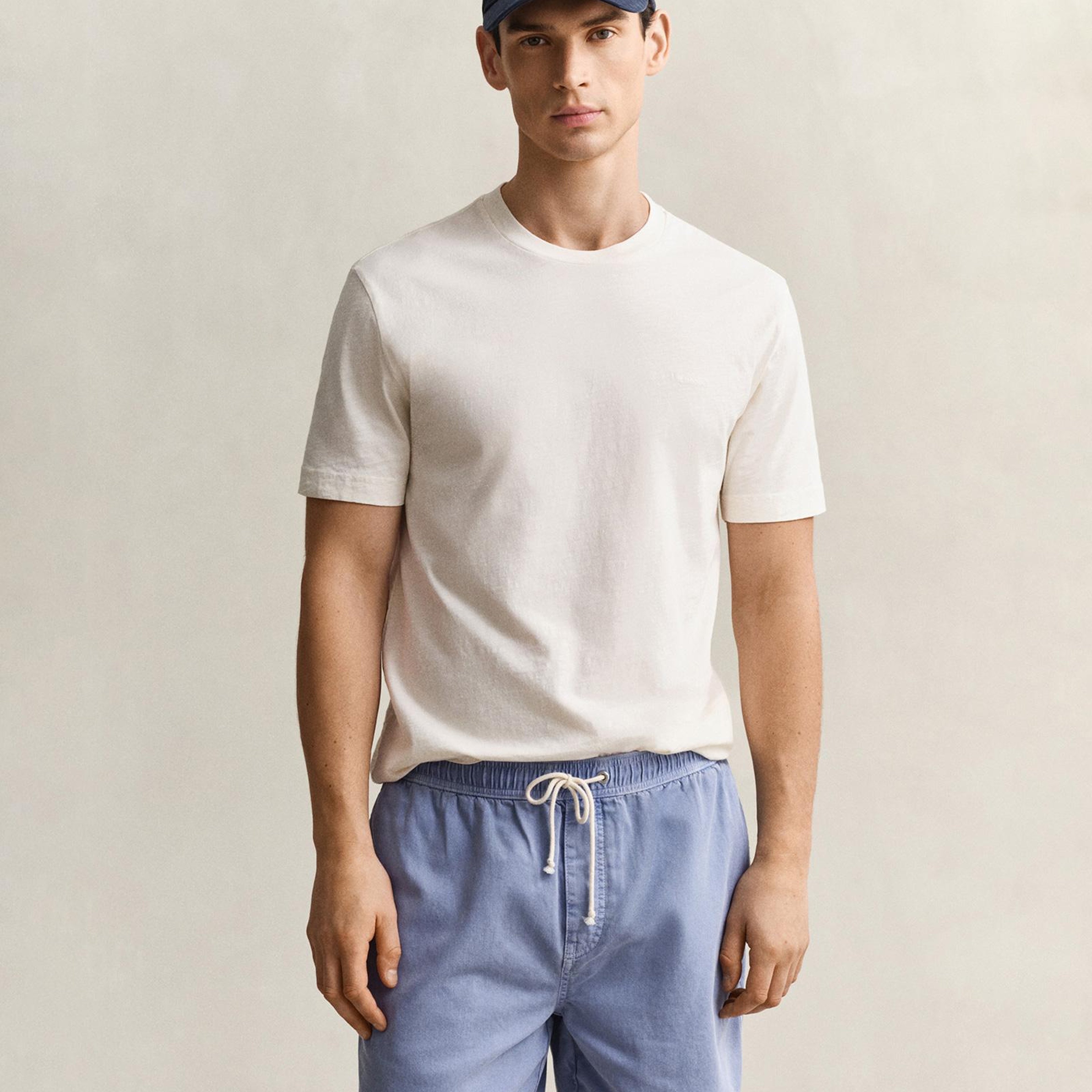 GANT Erkek Krem Bisiklet Yaka Regular Fit T-Shirt