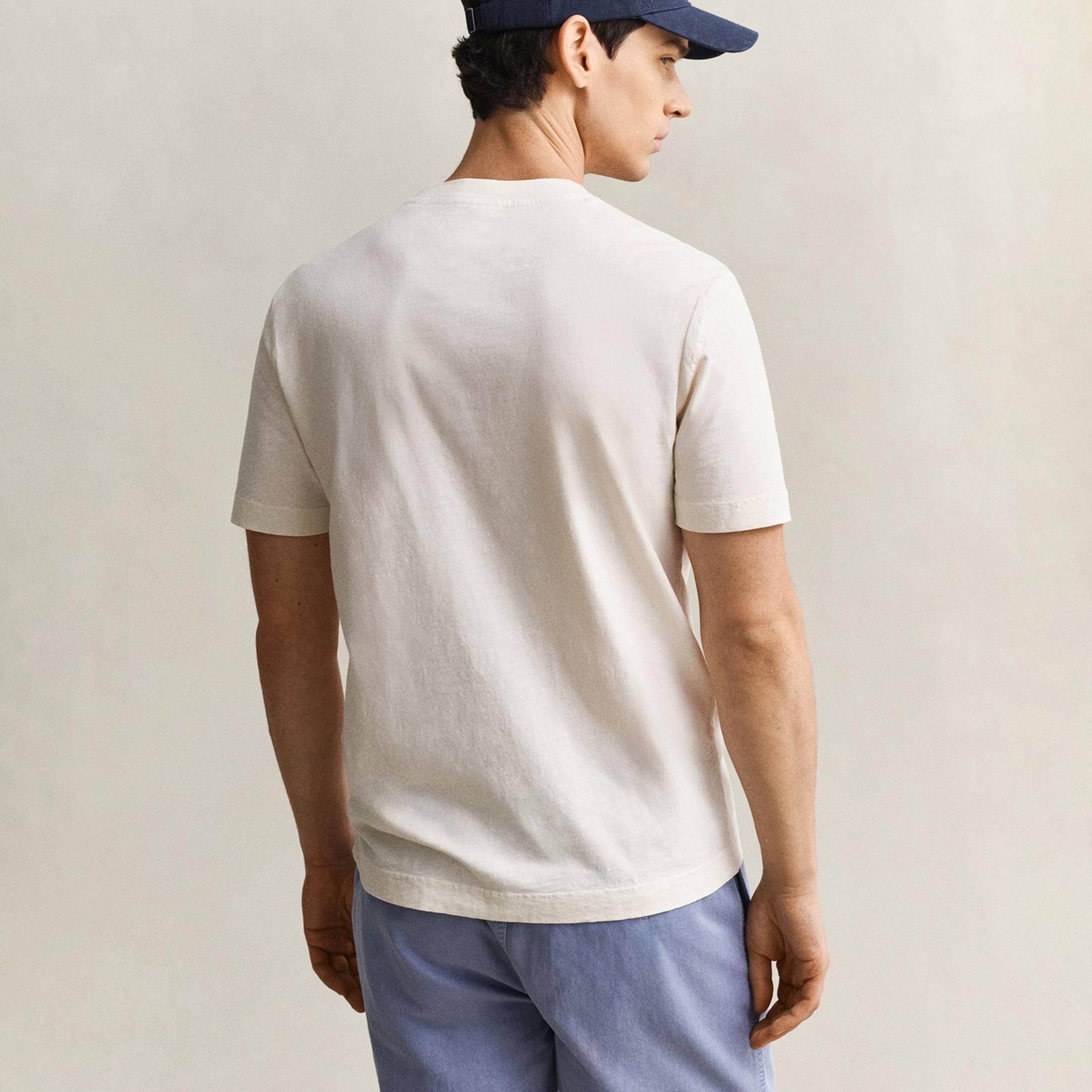 GANT Erkek Krem Bisiklet Yaka Regular Fit T-Shirt
