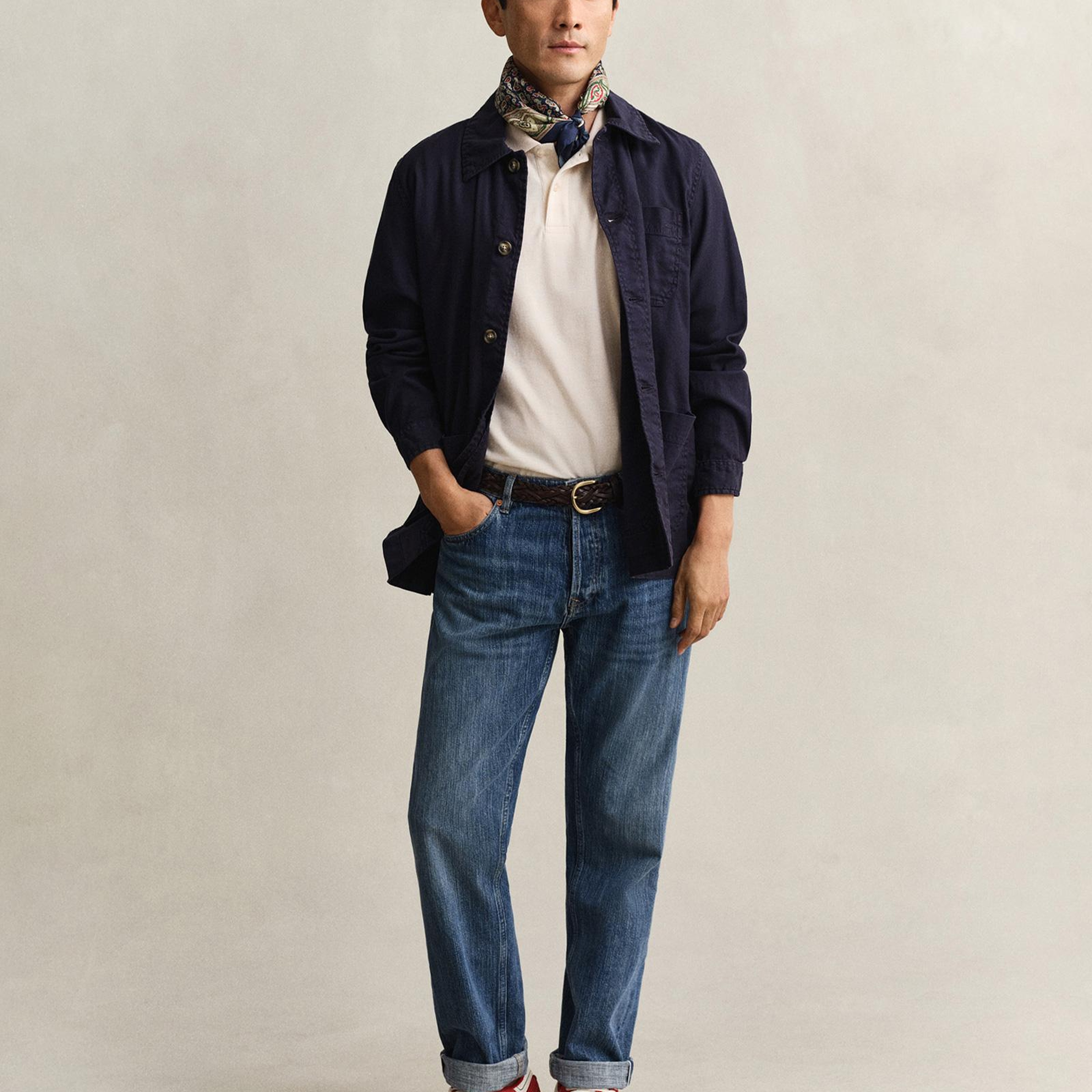 GANT Erkek Krem Regular Fit Polo Yaka T-Shirt