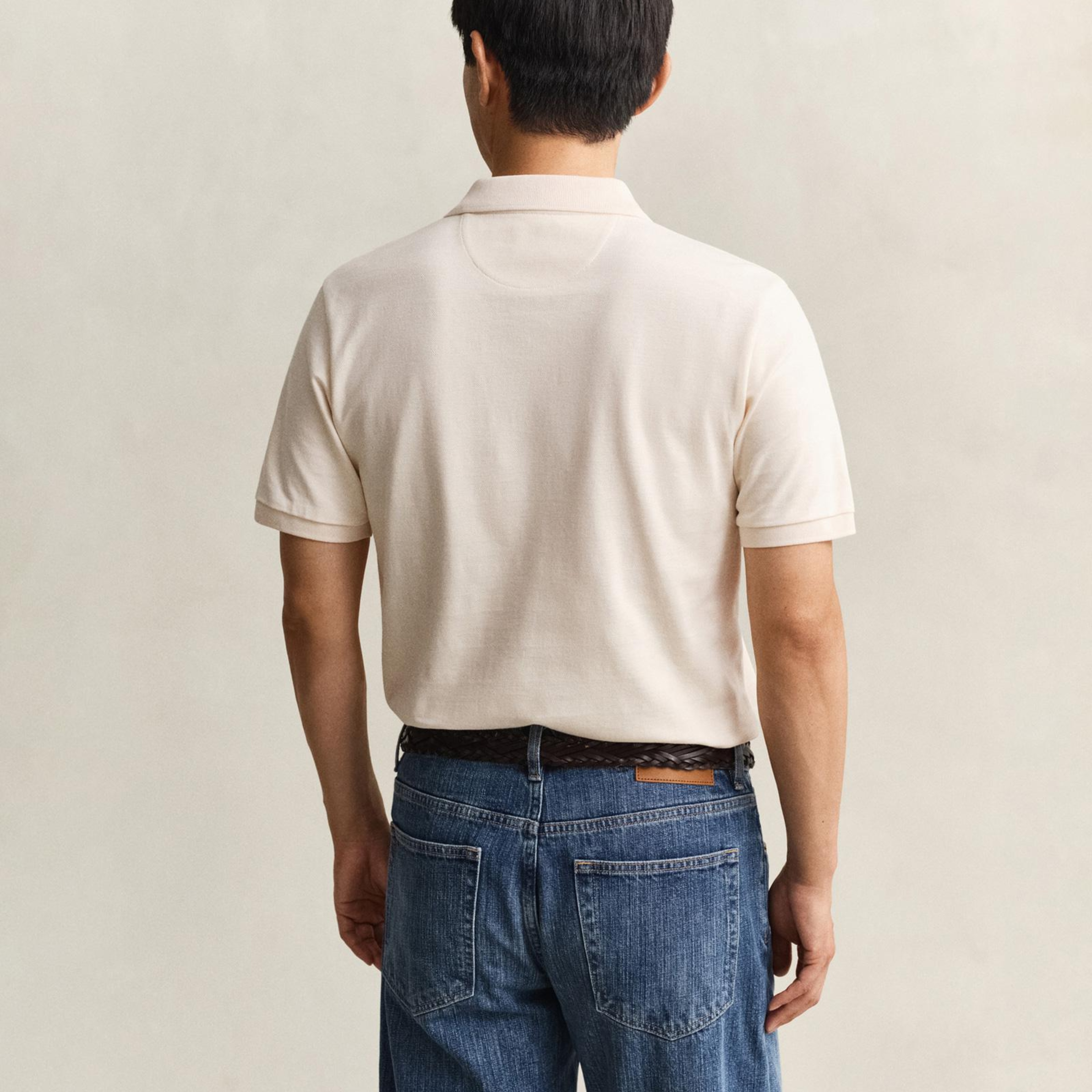 GANT Erkek Krem Regular Fit Polo Yaka T-Shirt