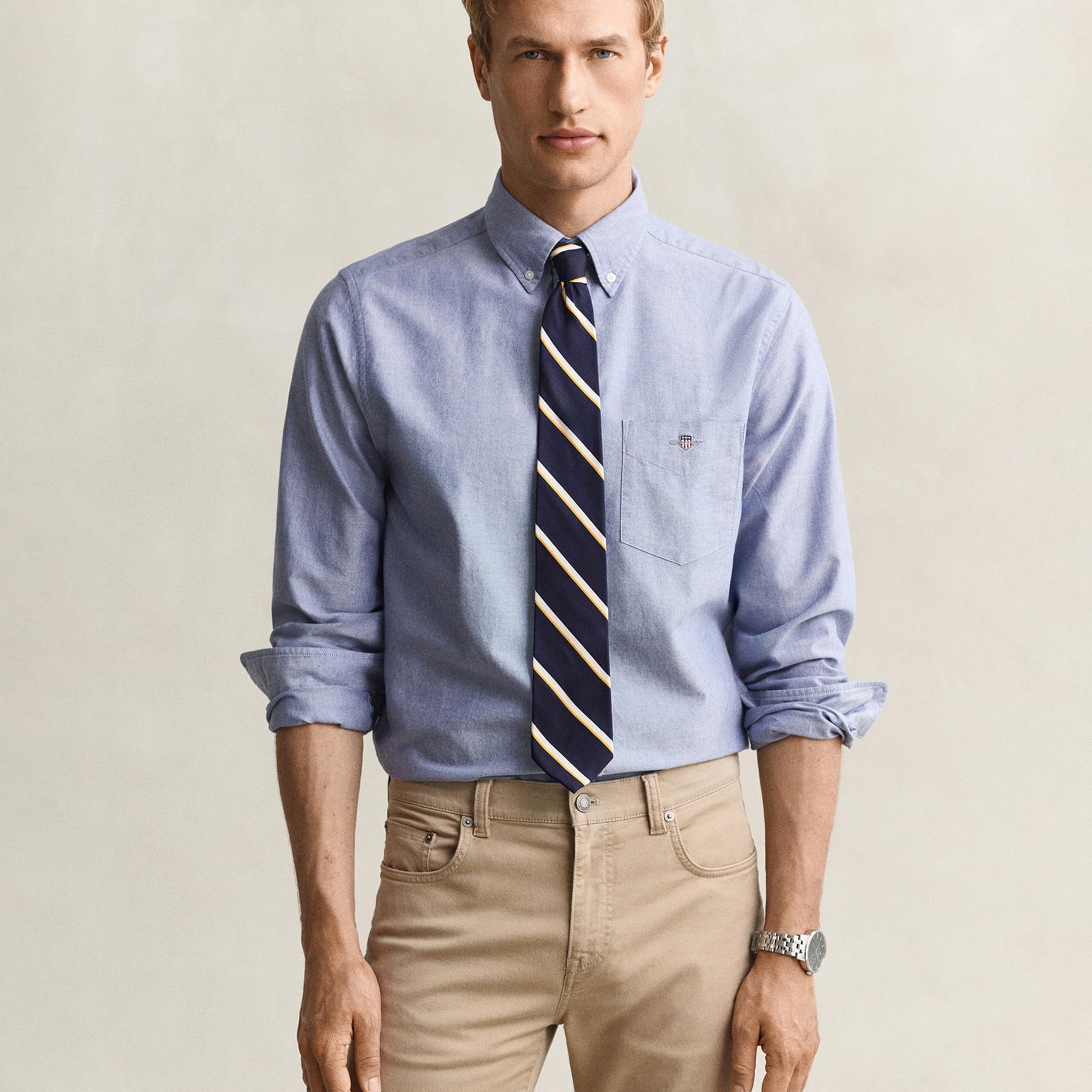 GANT Erkek Mavi Regular Fit Logolu Gömlek