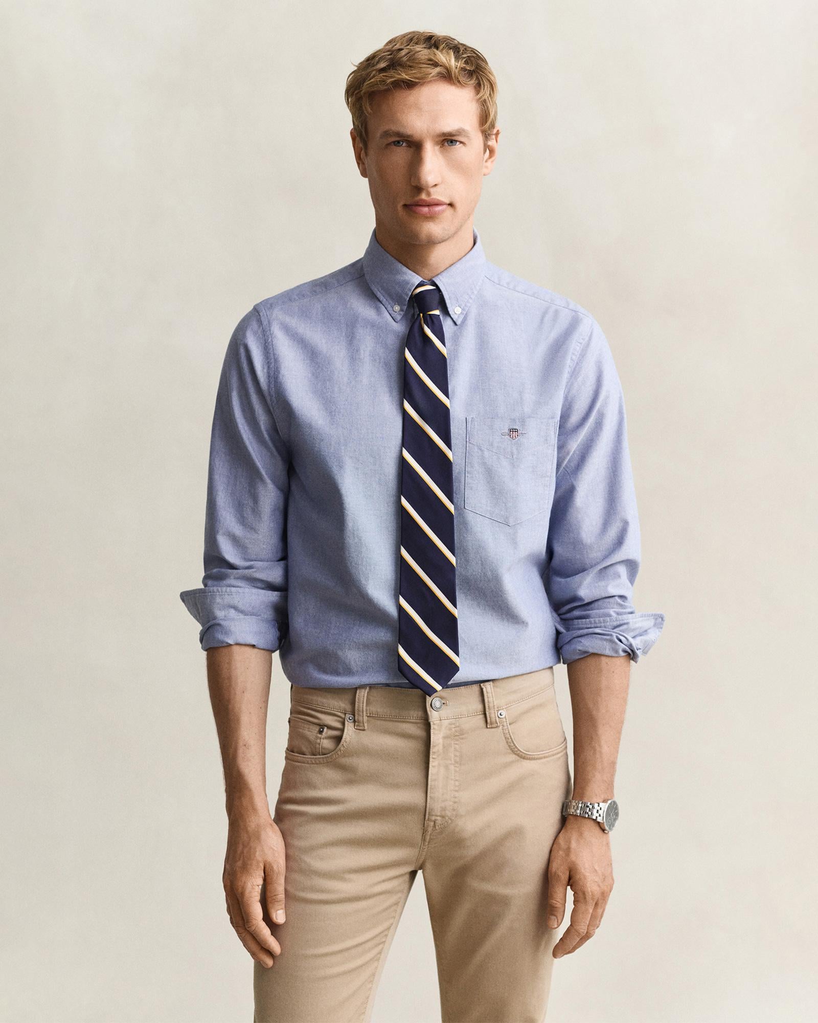 GANT Erkek Mavi Regular Fit Logolu Gömlek