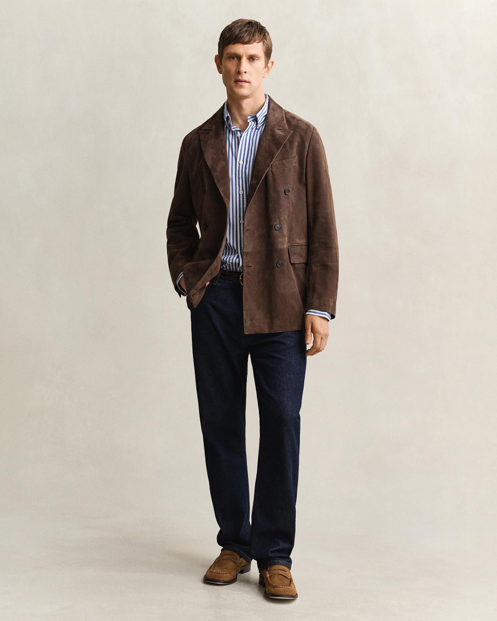 GANT Erkek Mavi Regular Fit Çizgili Logolu Gömlek
