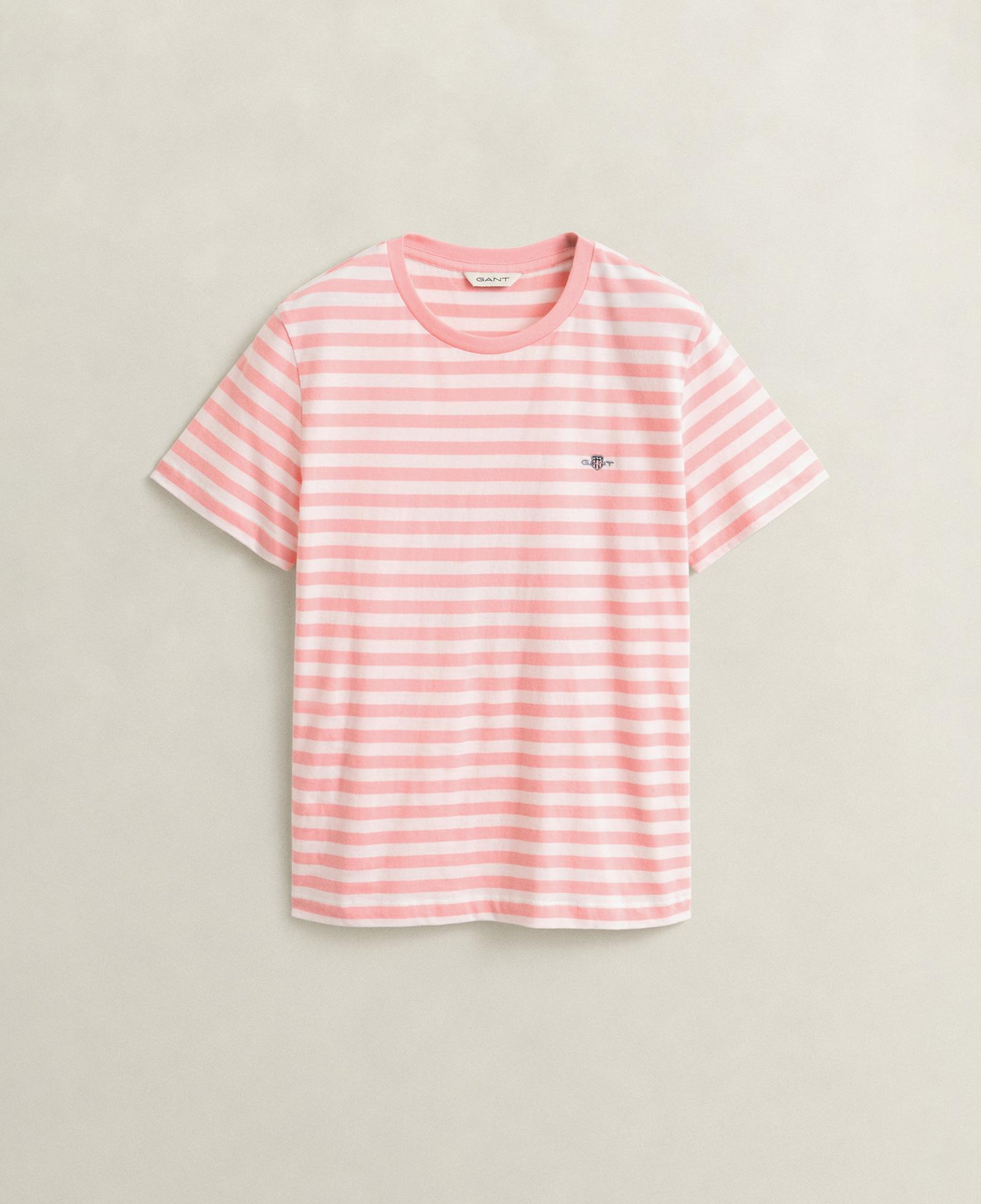 GANT Kadın Pembe Bisiklet Yaka Regular Fit Çizgili T-Shirt