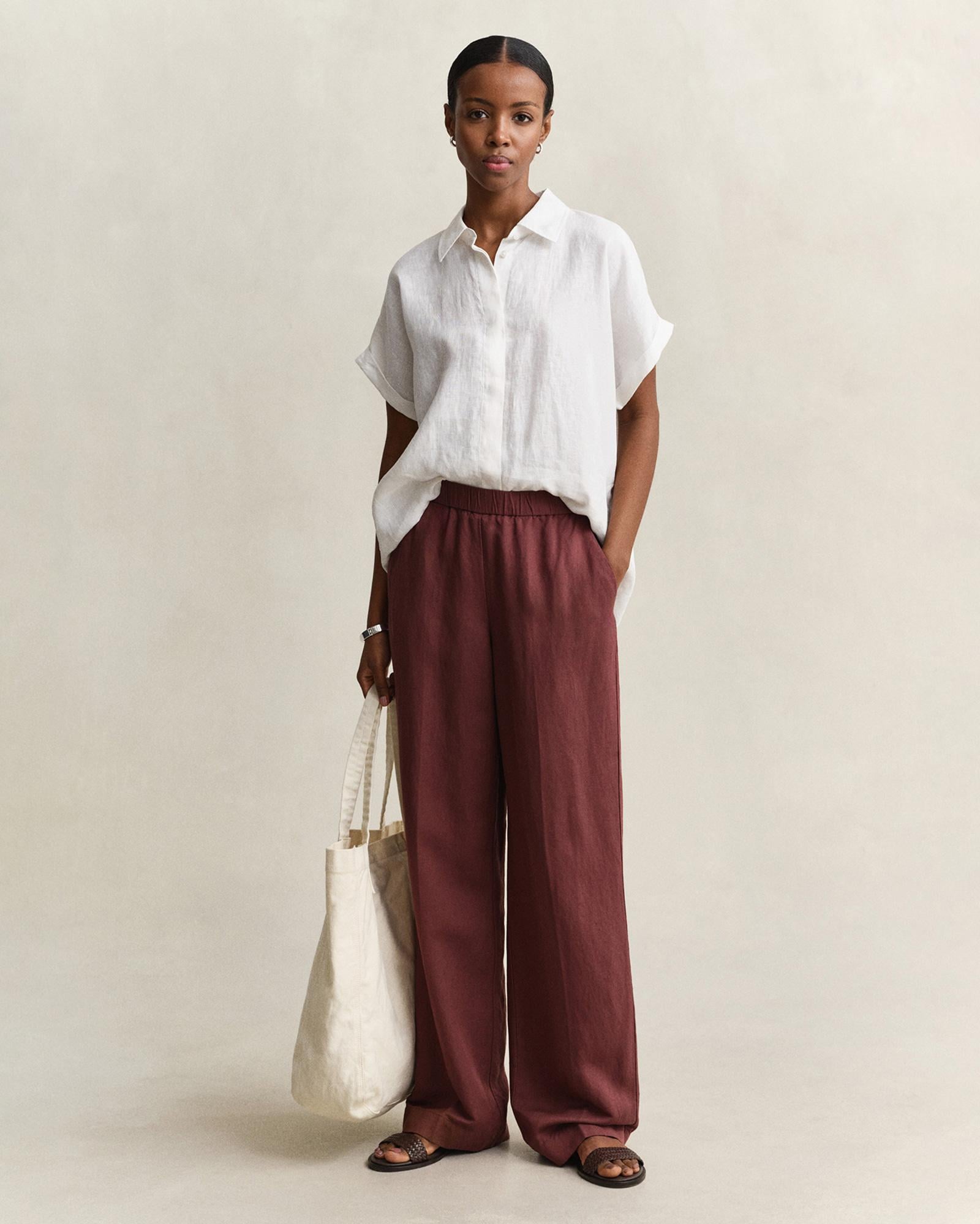 GANT Kadın Kahverengi Relaxed Fit Pantolon