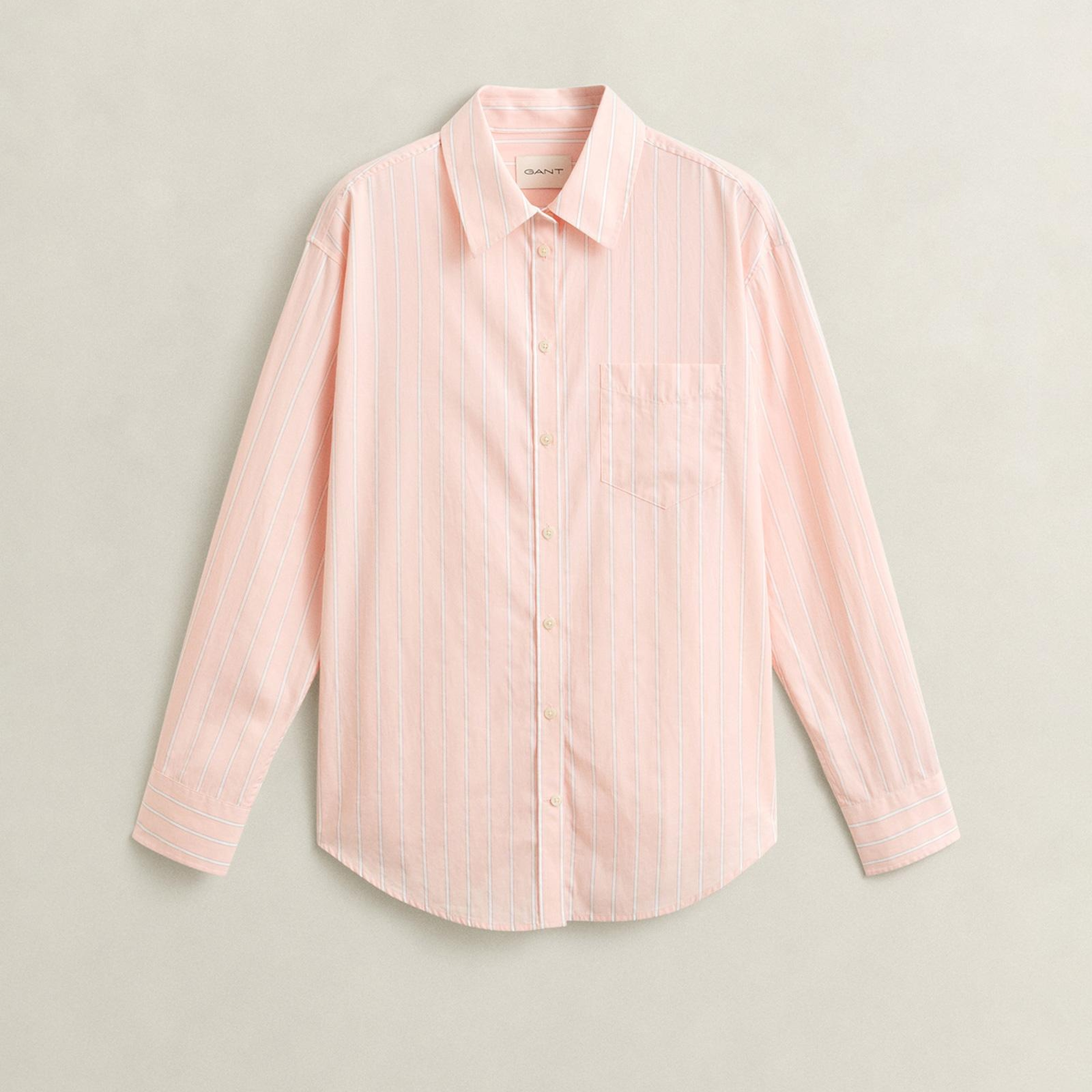 GANT Kadın Pembe Relaxed Fit Çizgili Gömlek