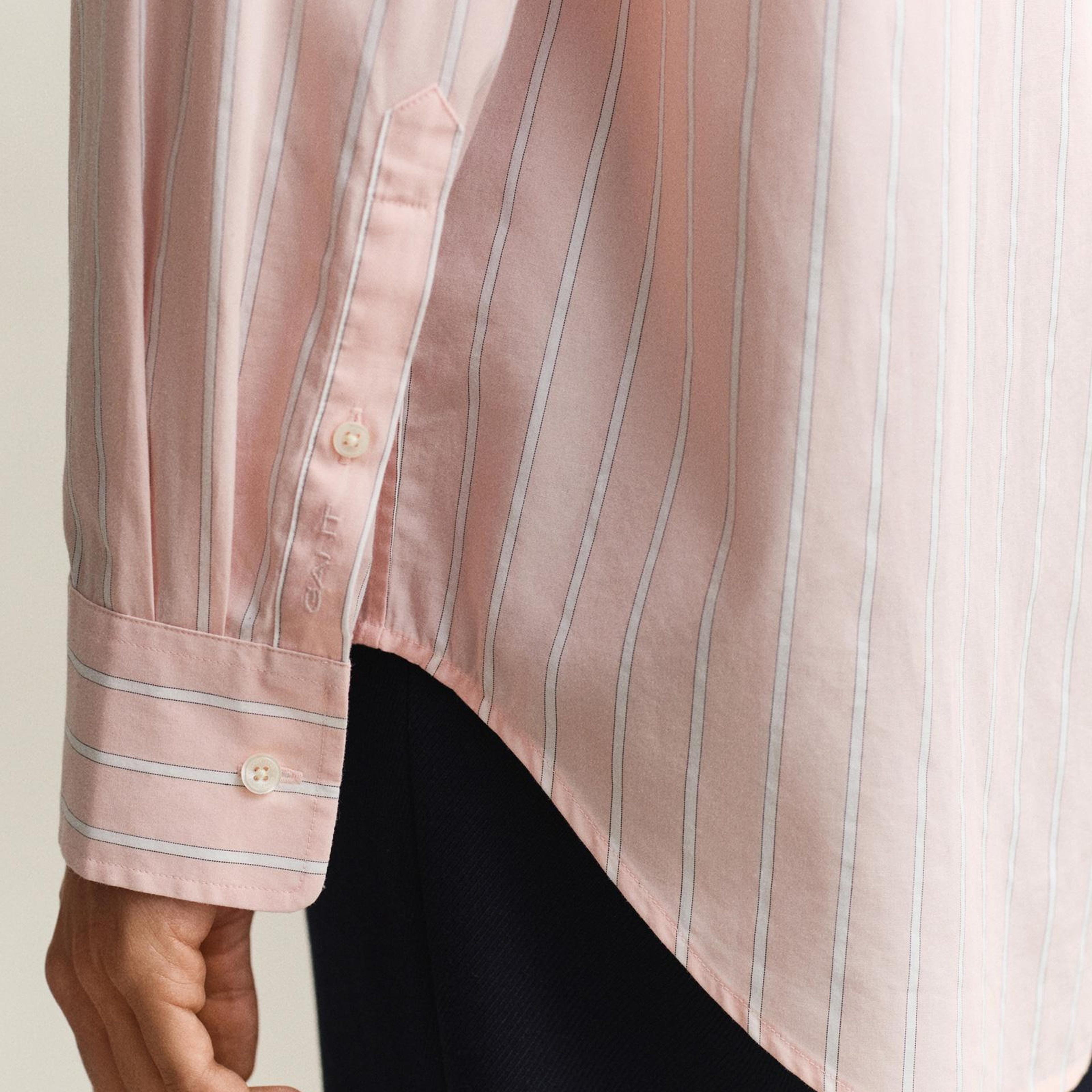 GANT Kadın Pembe Relaxed Fit Çizgili Gömlek