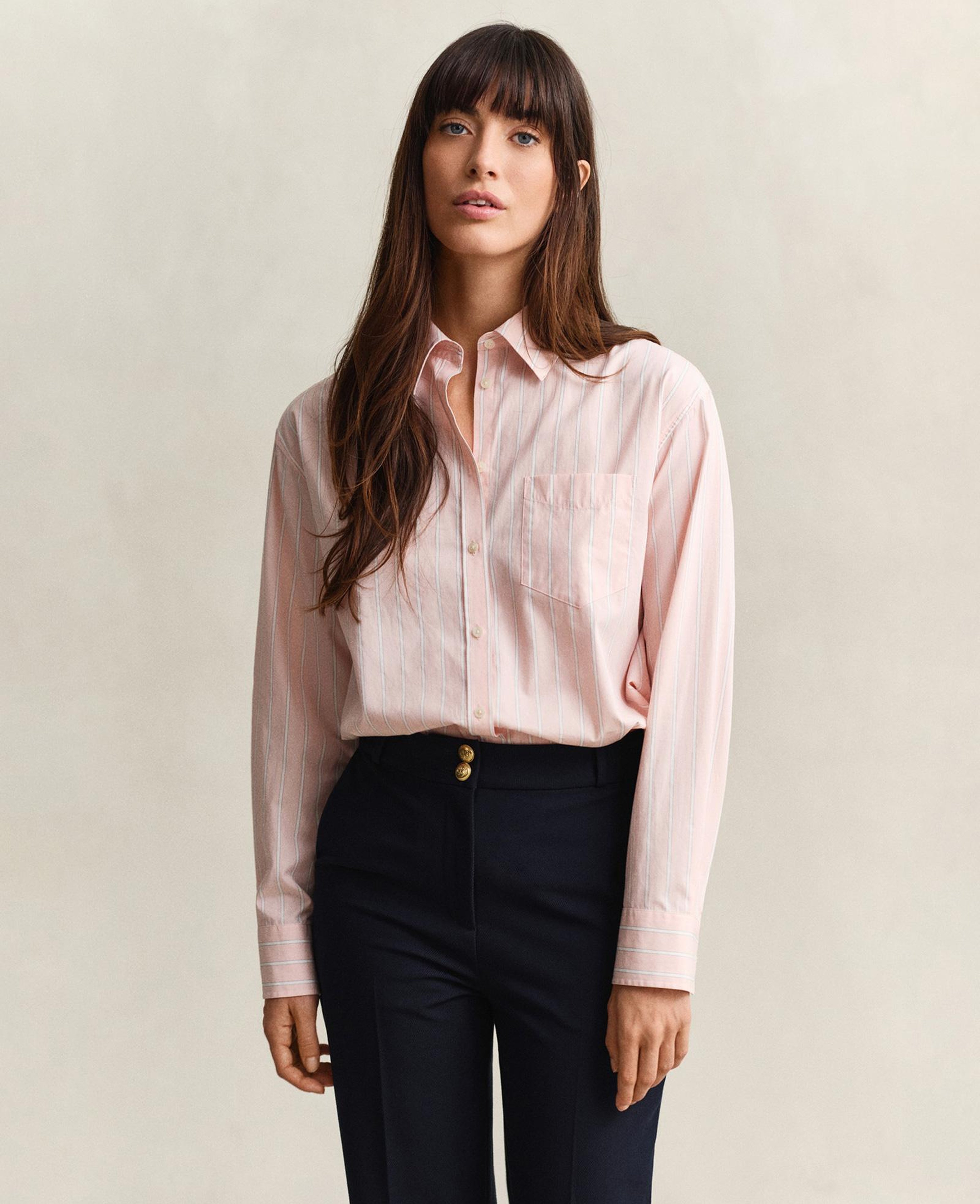 GANT Kadın Pembe Relaxed Fit Çizgili Gömlek