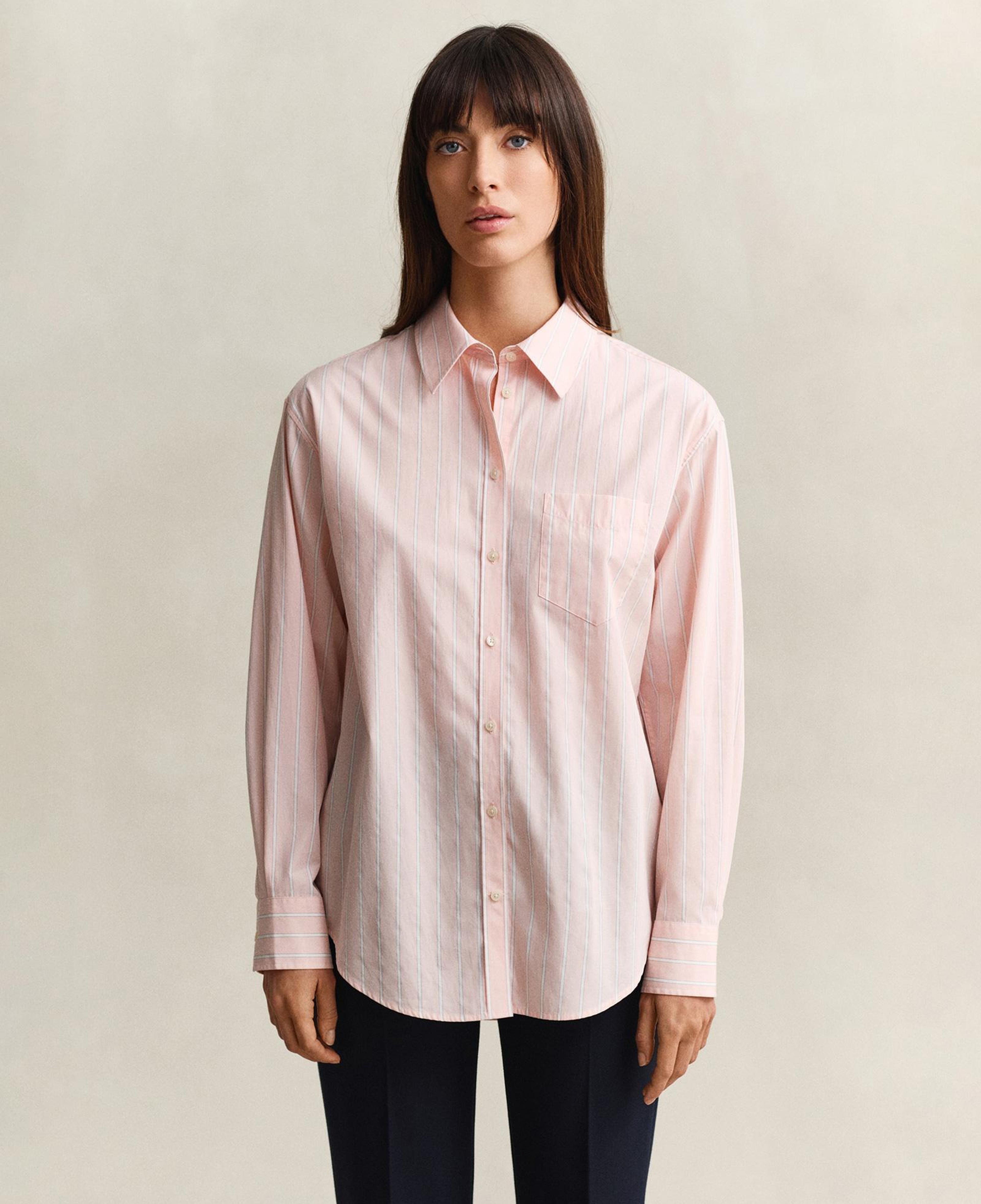 GANT Kadın Pembe Relaxed Fit Çizgili Gömlek