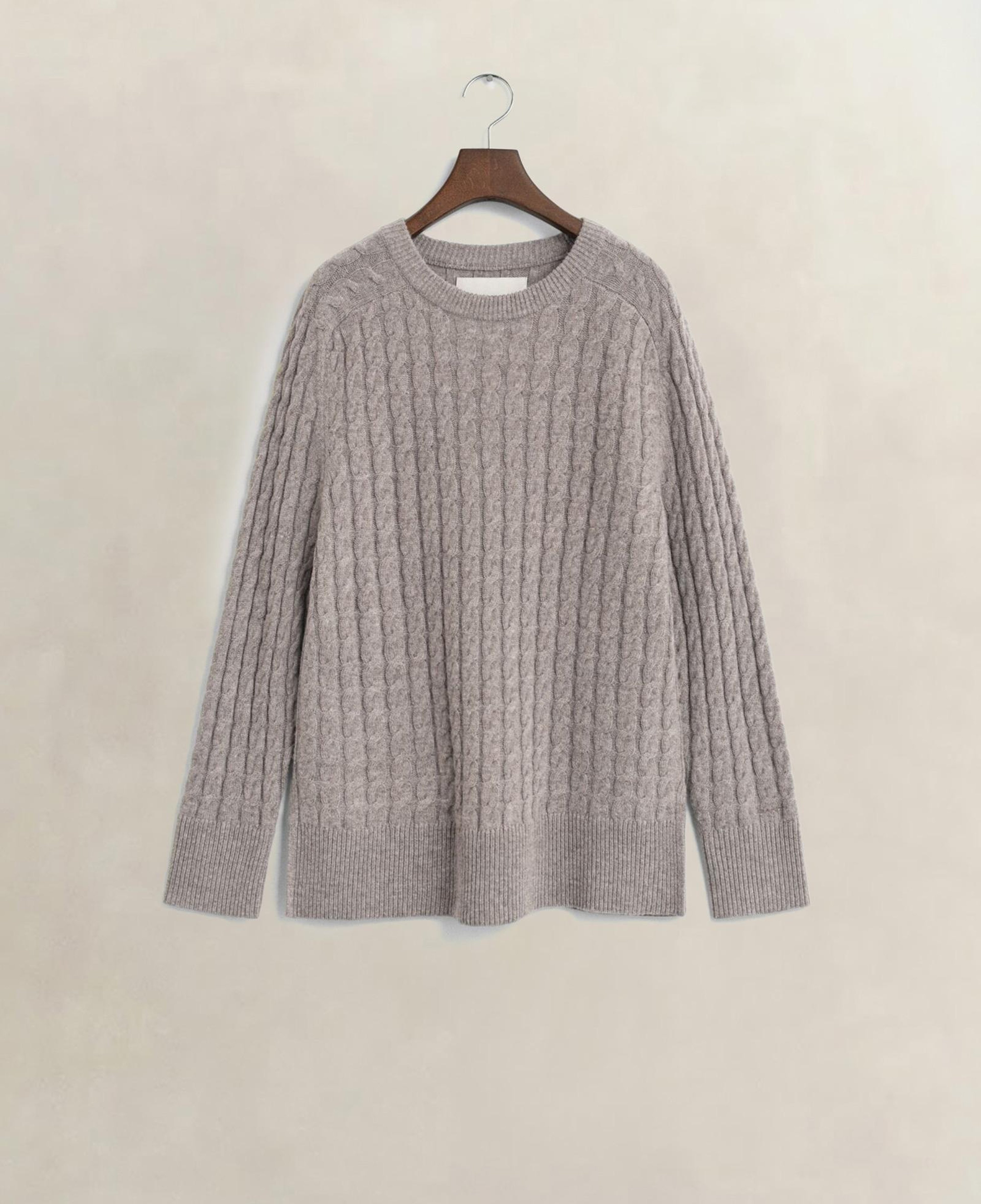 GANT Kadın Bej Relaxed Fit Bisiklet Yaka Triko