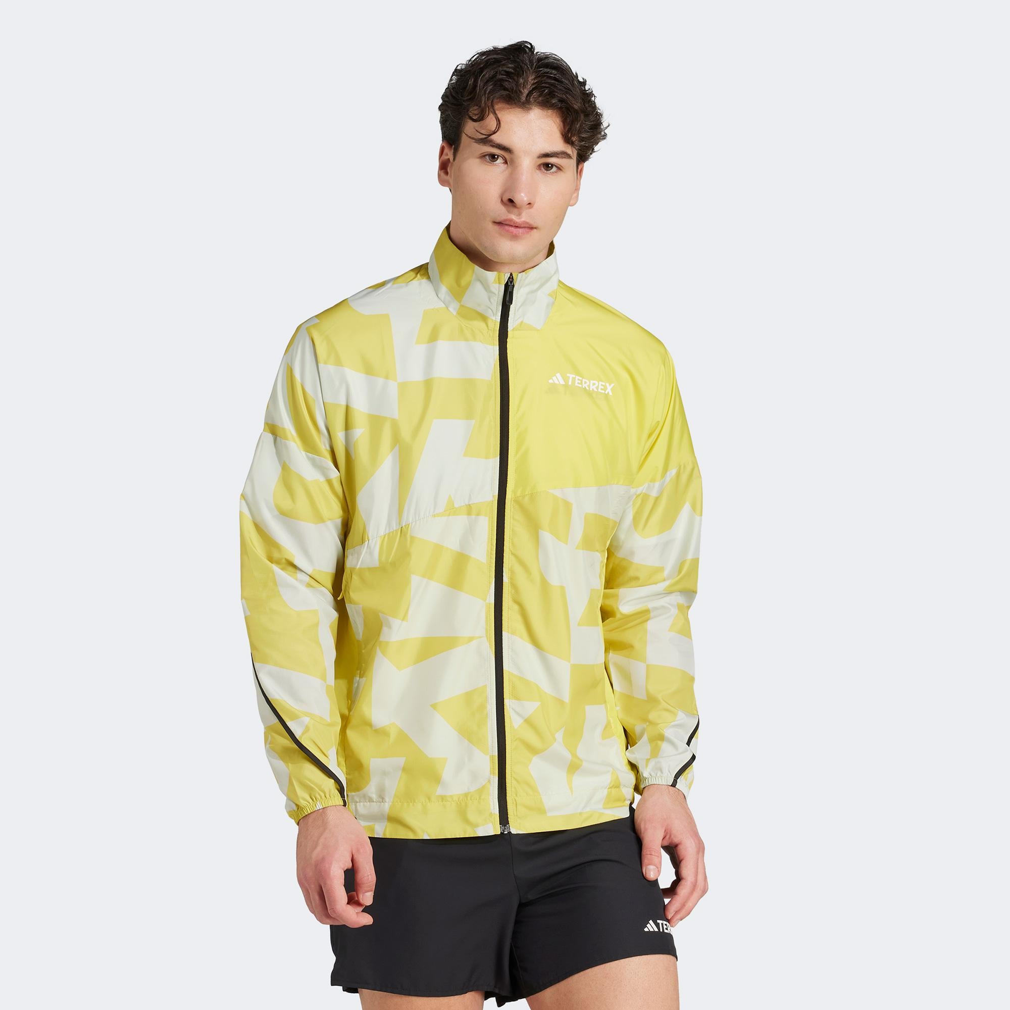 adidas Terrex Multi Printed Wind Erkek Sarı Ceket