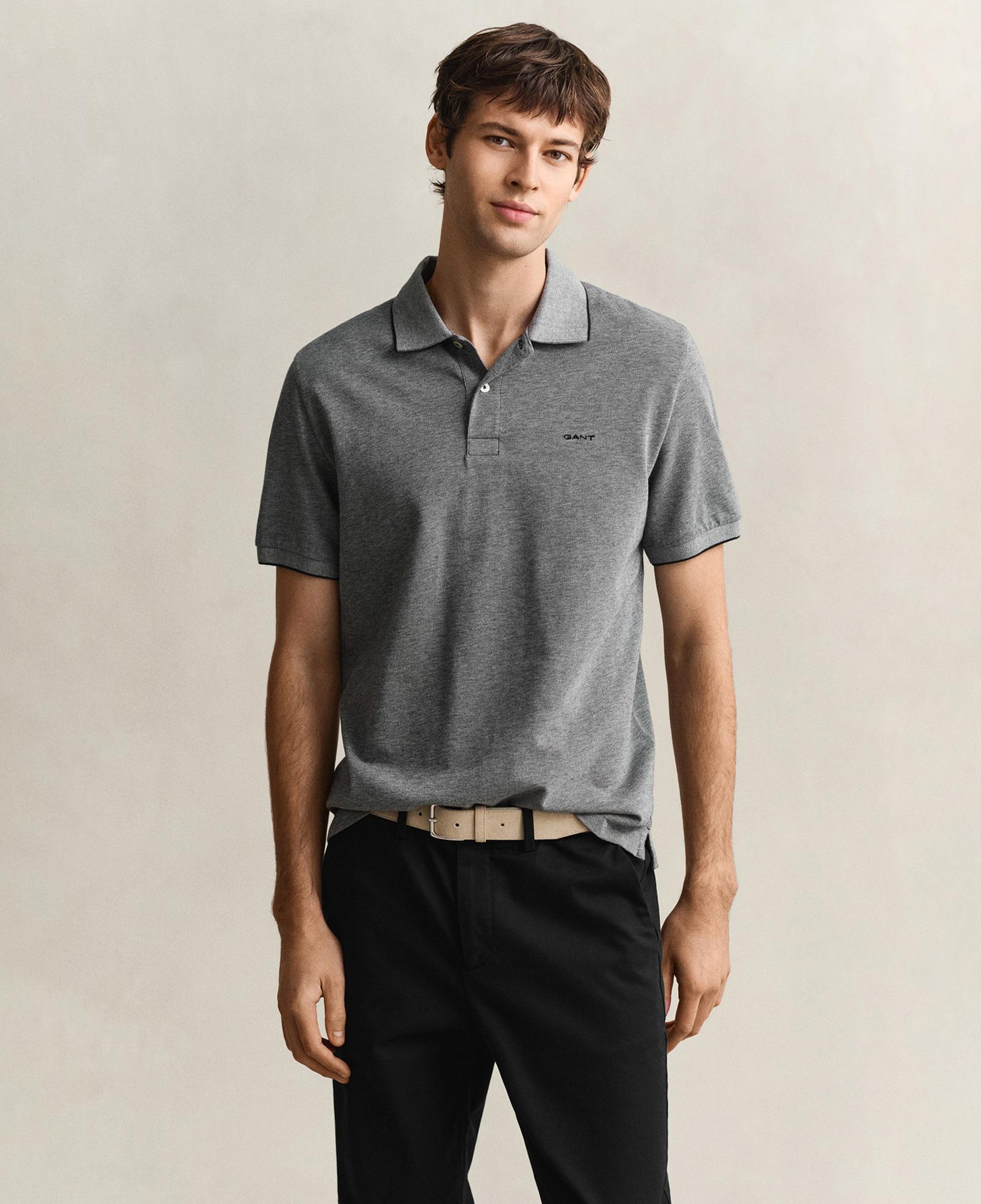 GANT Erkek Siyah Regular Fit Polo Yaka T-Shirt