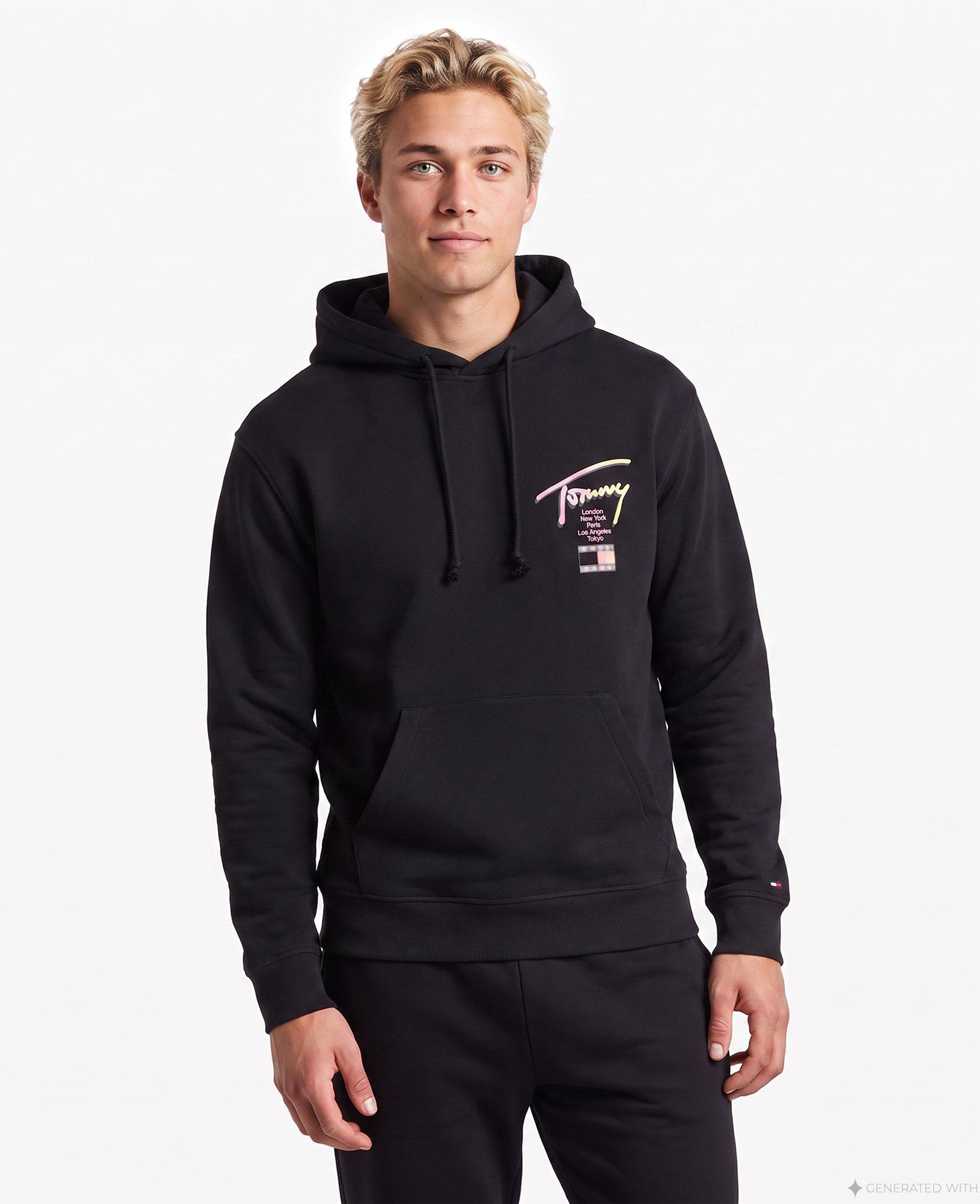 Tommy Hilfiger Rlx Signature Erkek Siyah Sweatshirt