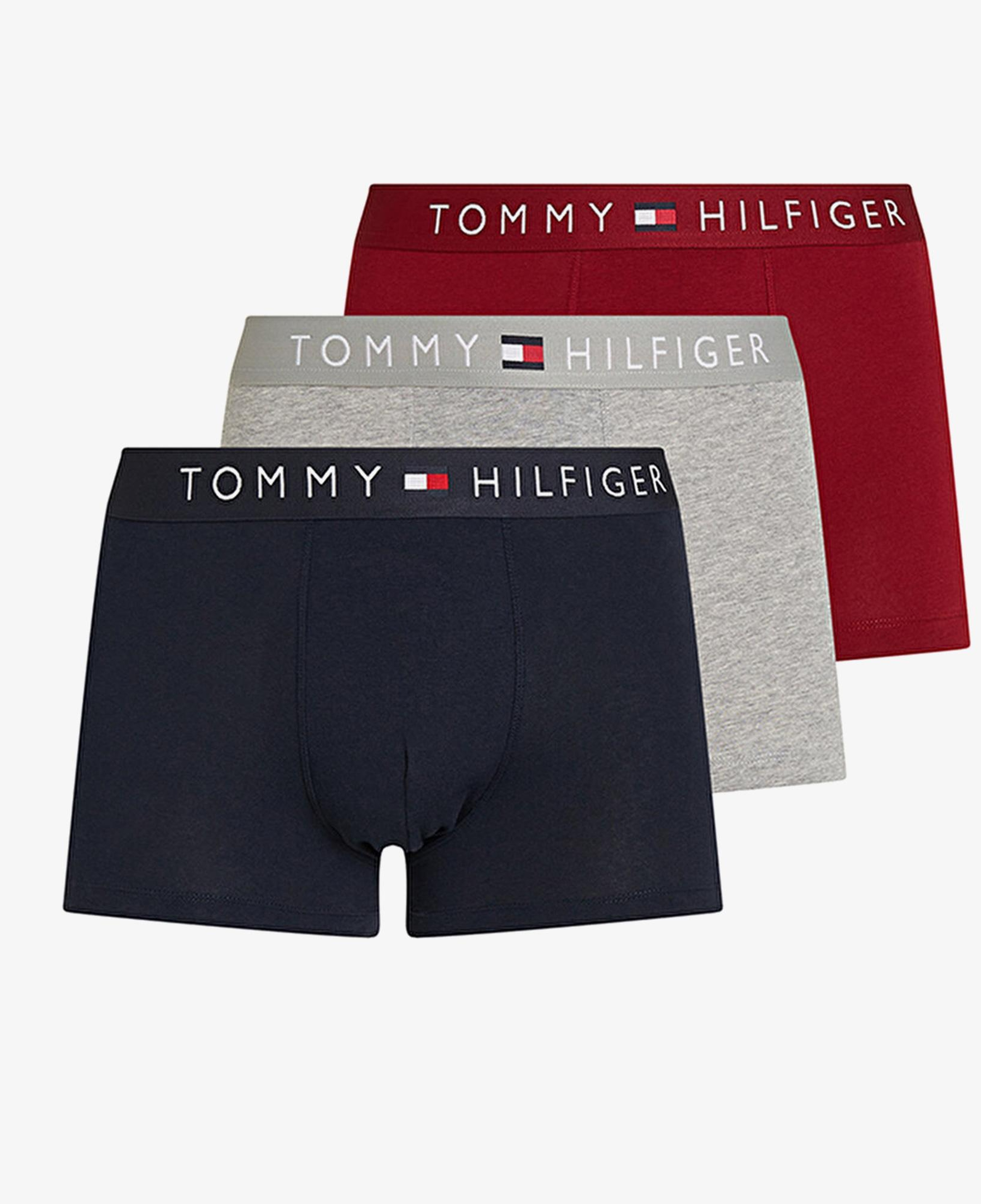 Tommy Hilfiger 3 Parça Trunk Erkek Lacivert/Gri/Kırmızı Boxer