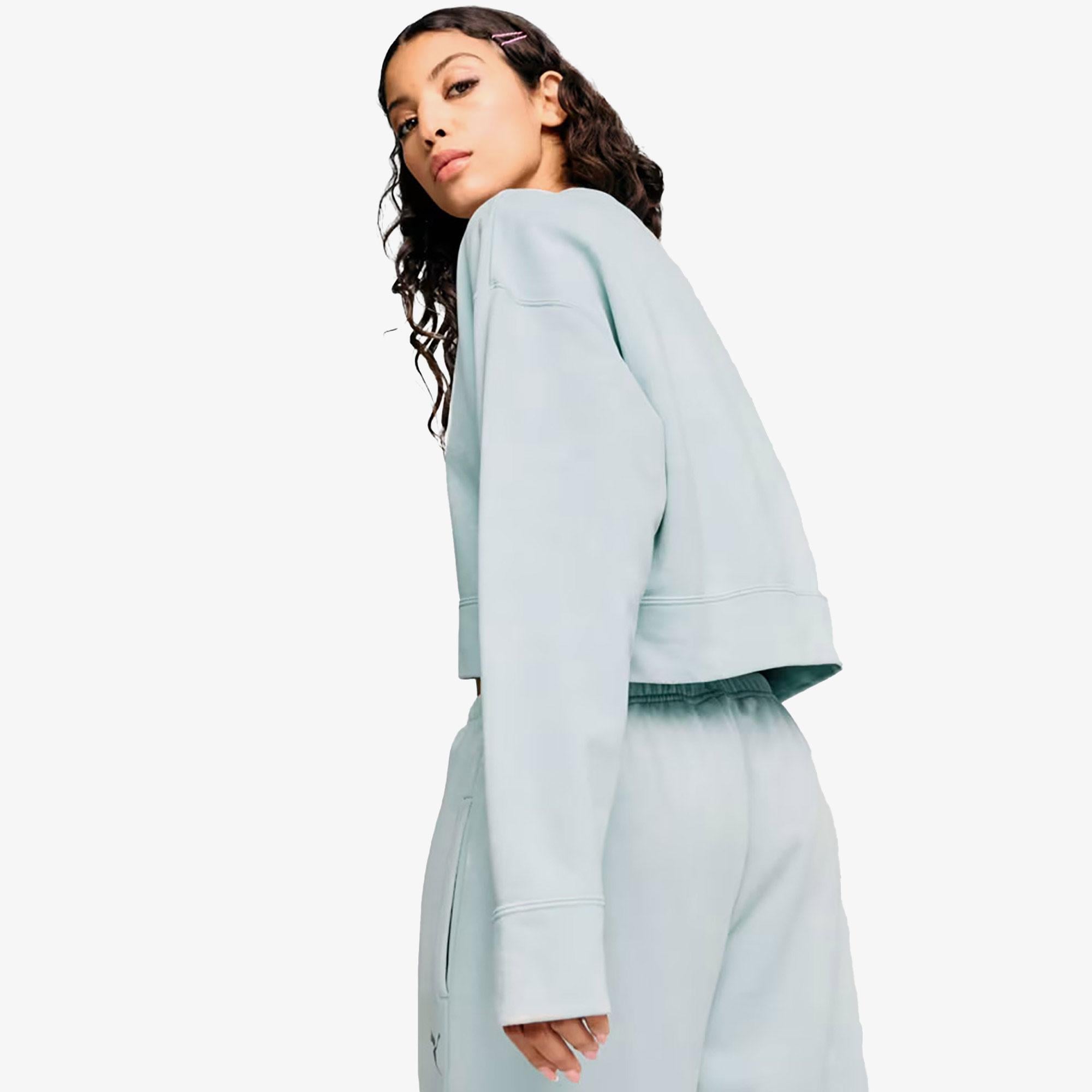 Puma Dare To Relaxed Washed Crew Kadın Mavi Sweatshirt