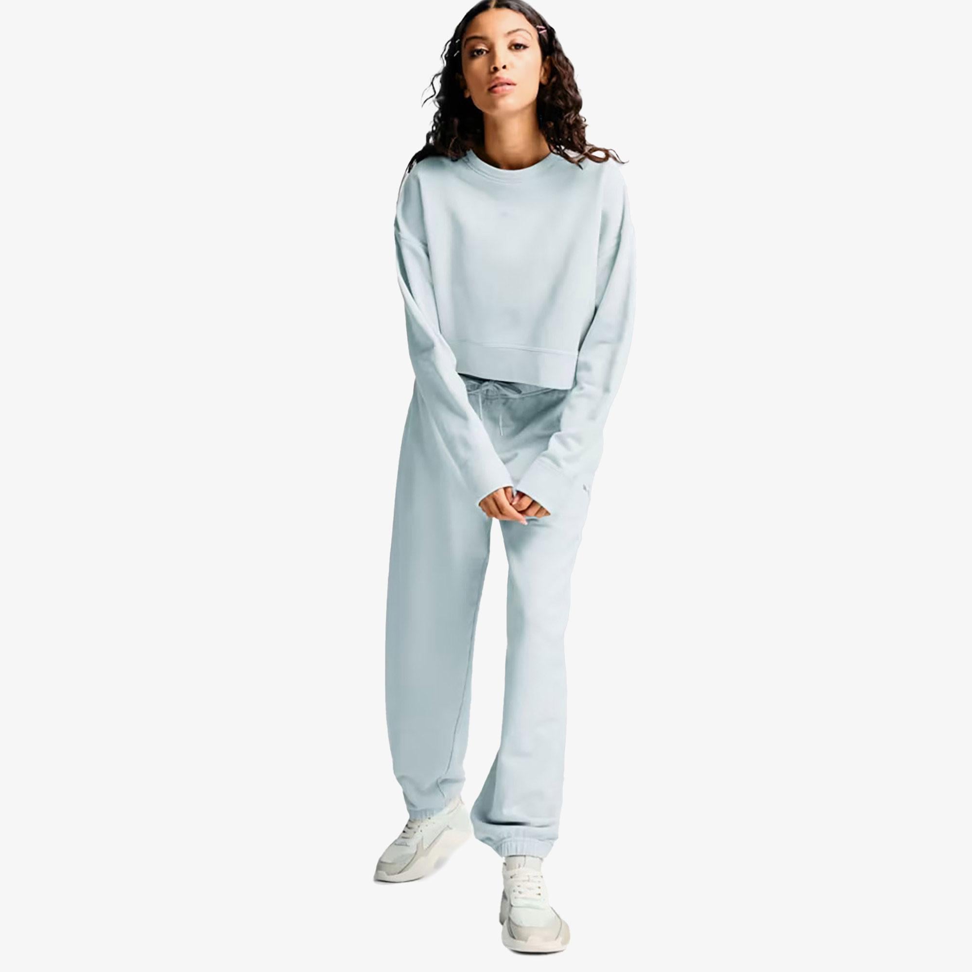 Puma Dare To Relaxed Washed Crew Kadın Mavi Sweatshirt