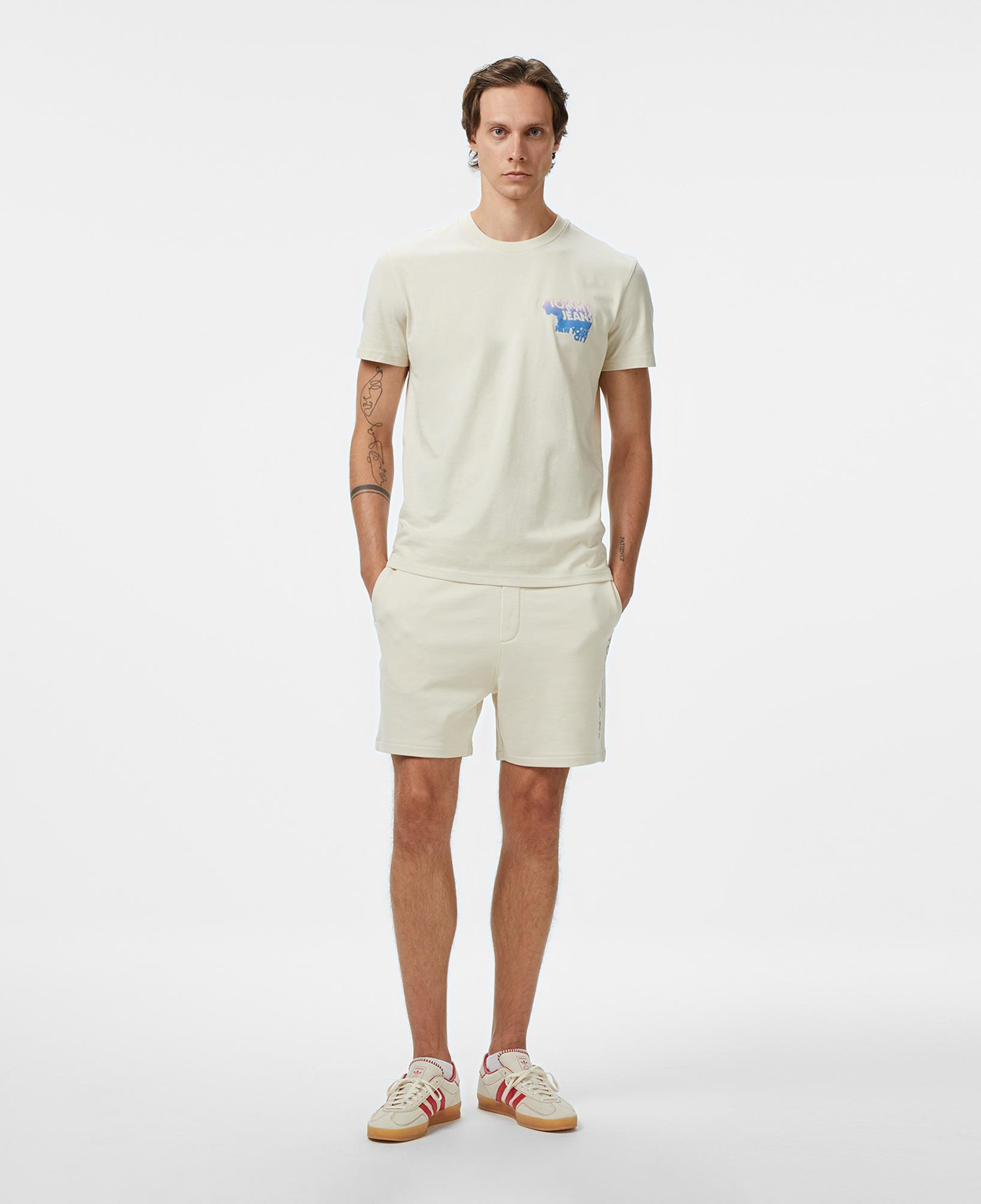 Tommy Hilfiger Back Logo Erkek Bej T-Shirt