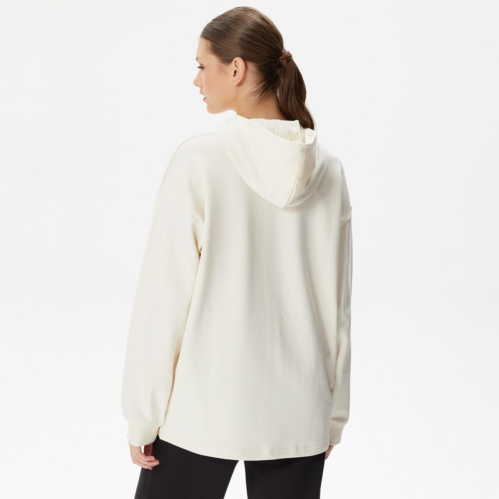 New Balance Athletics Linear Kadın Bej Hoodie
