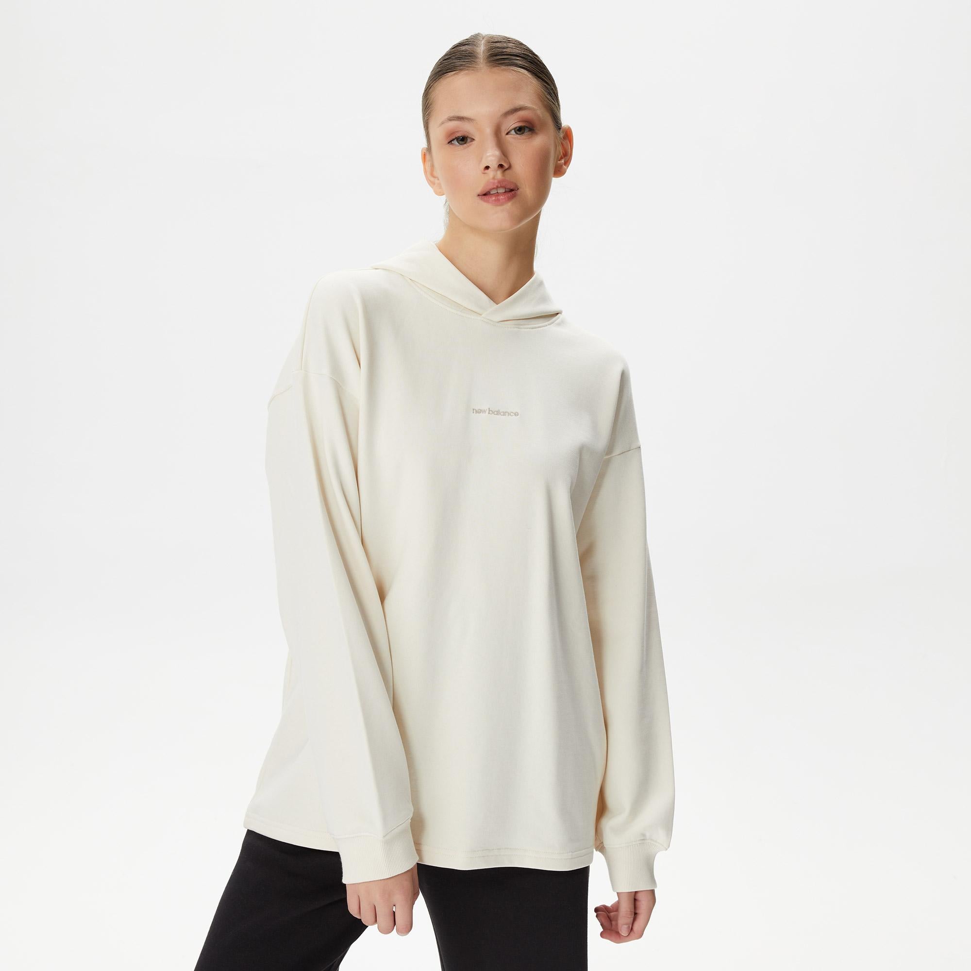 New Balance Athletics Linear Kadın Bej Hoodie