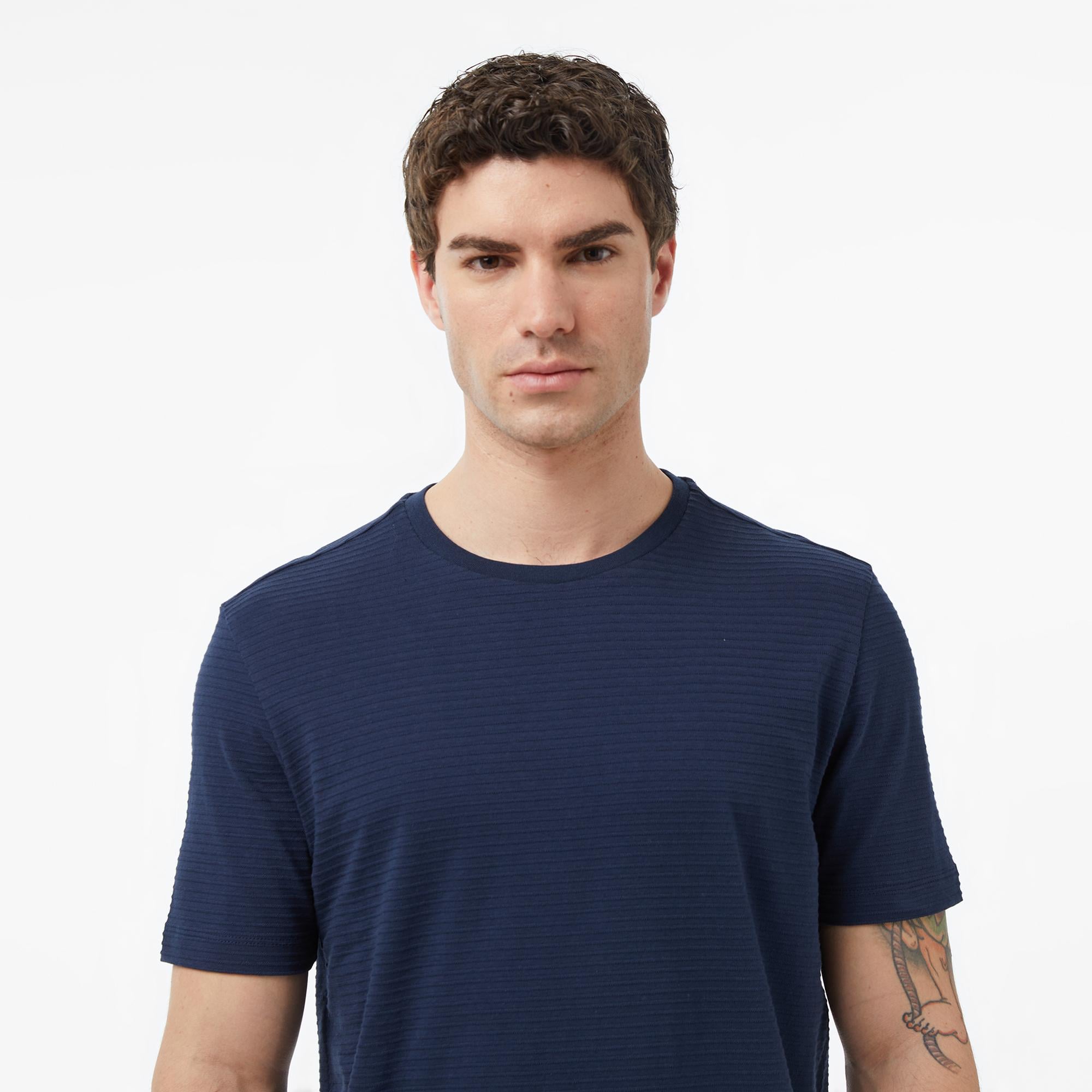 Nautica Erkek Lacivert Regular Fit Çizgili T-Shirt