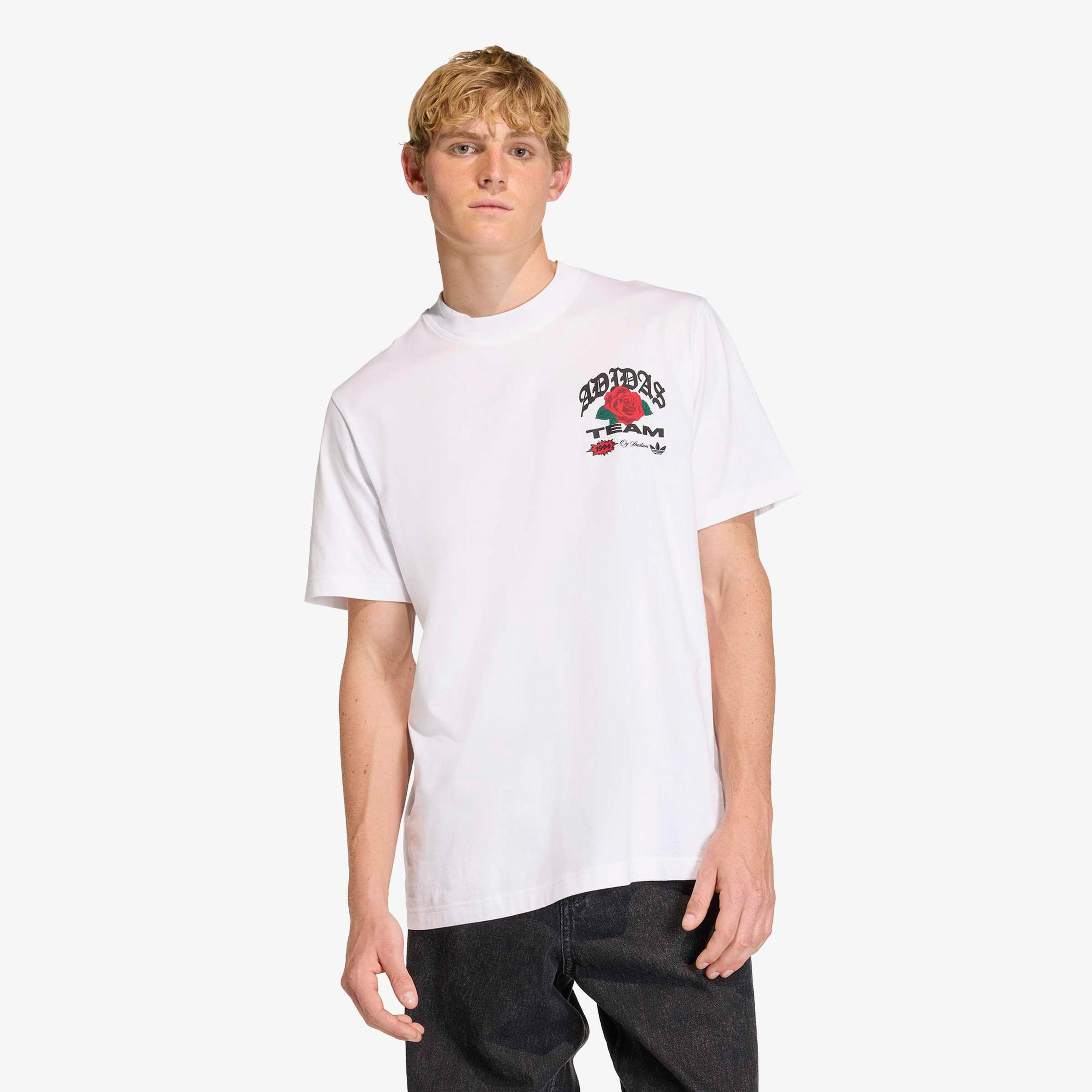 adidas Gfx Roses Erkek Beyaz T-Shirt
