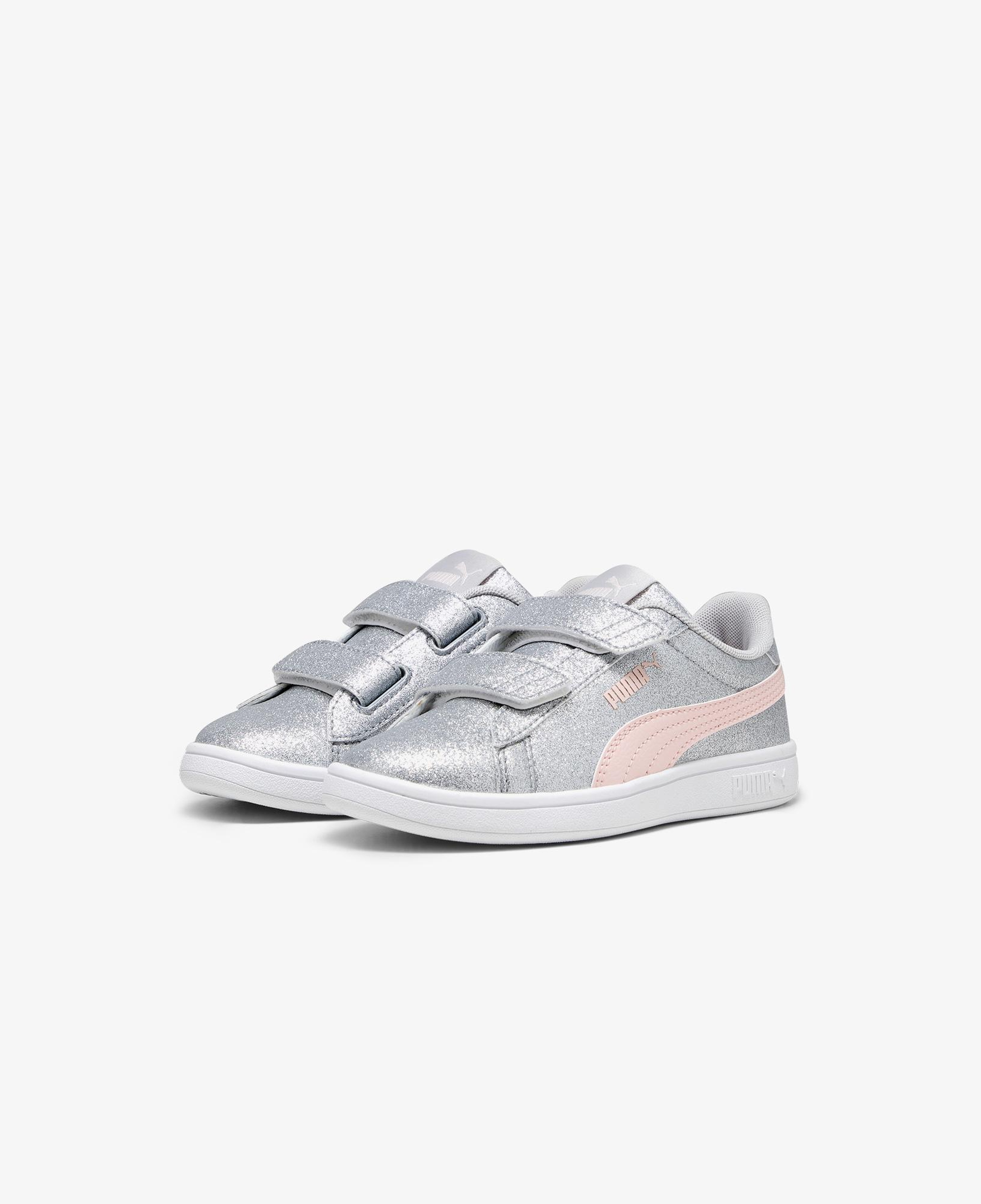 Puma Smash 3.0 Gliz Glam V Çocuk Gri Spor Ayakkabı