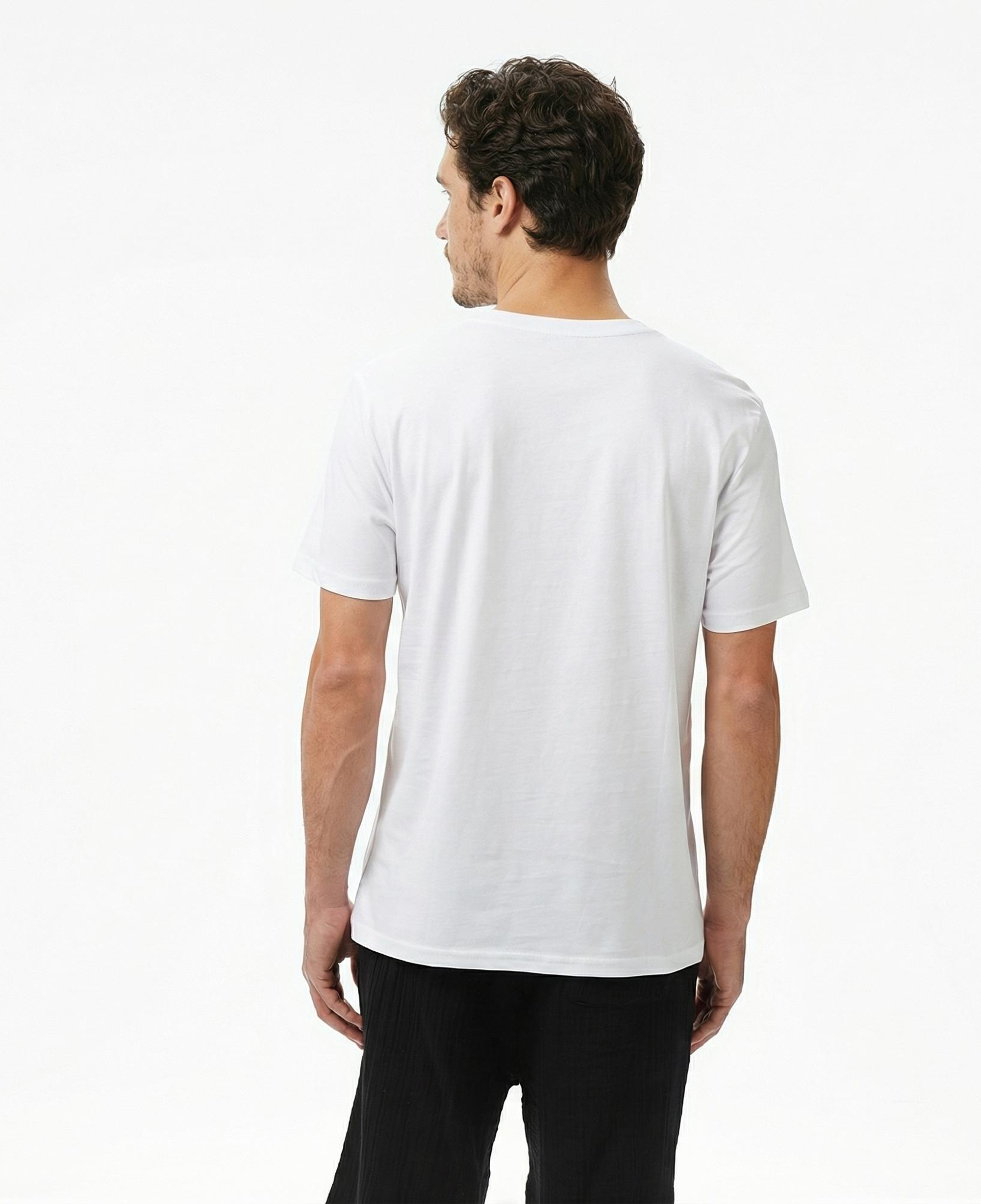 Ucla Bass Erkek Beyaz Bisiklet Yaka T-shirt