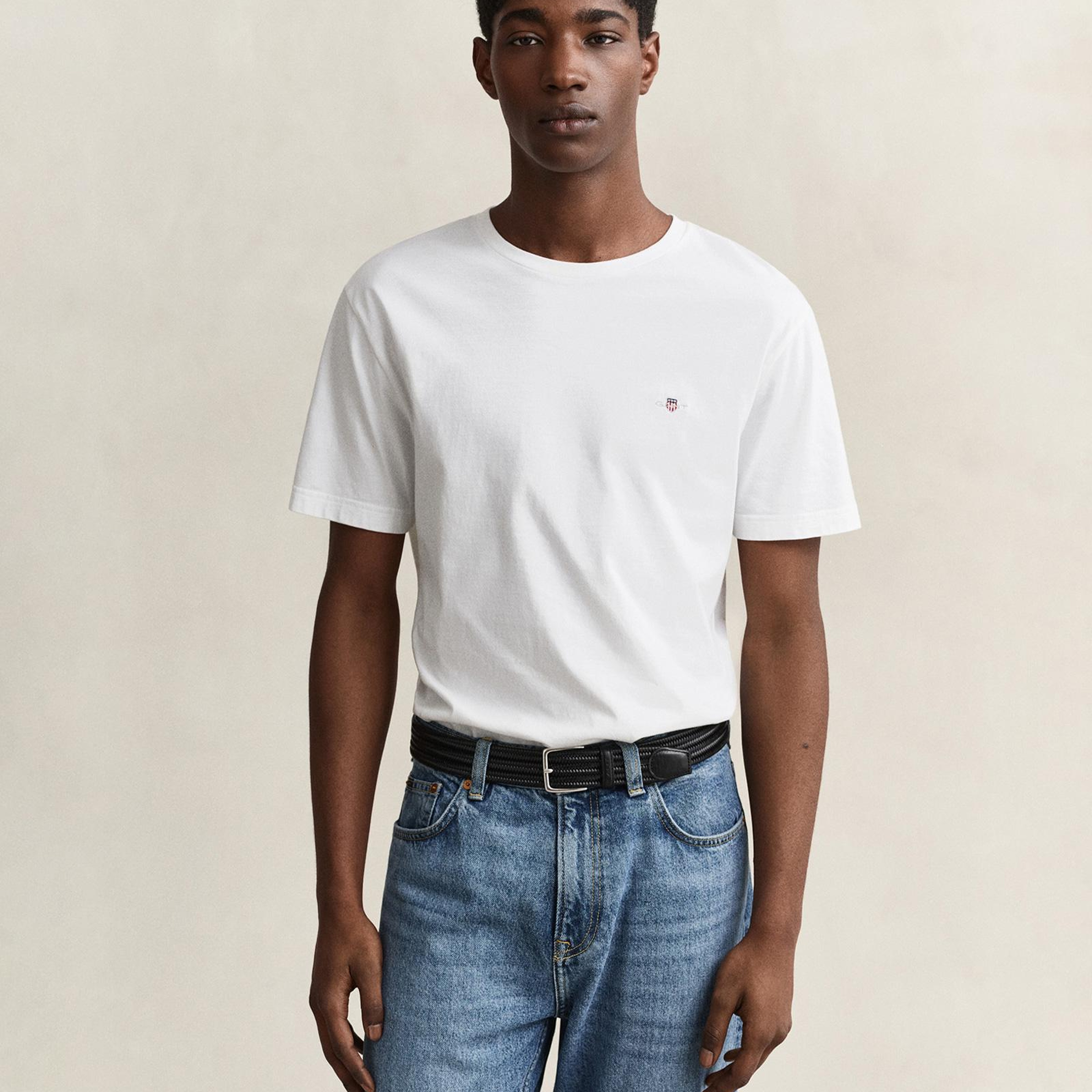 GANT Erkek Beyaz Regular Fit T-Shirt