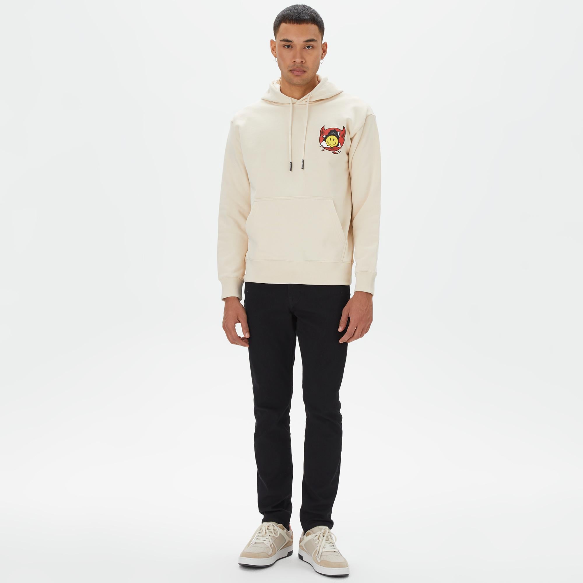 Market Smiley Inner Peace Pullover Erkek Krem Hoodie