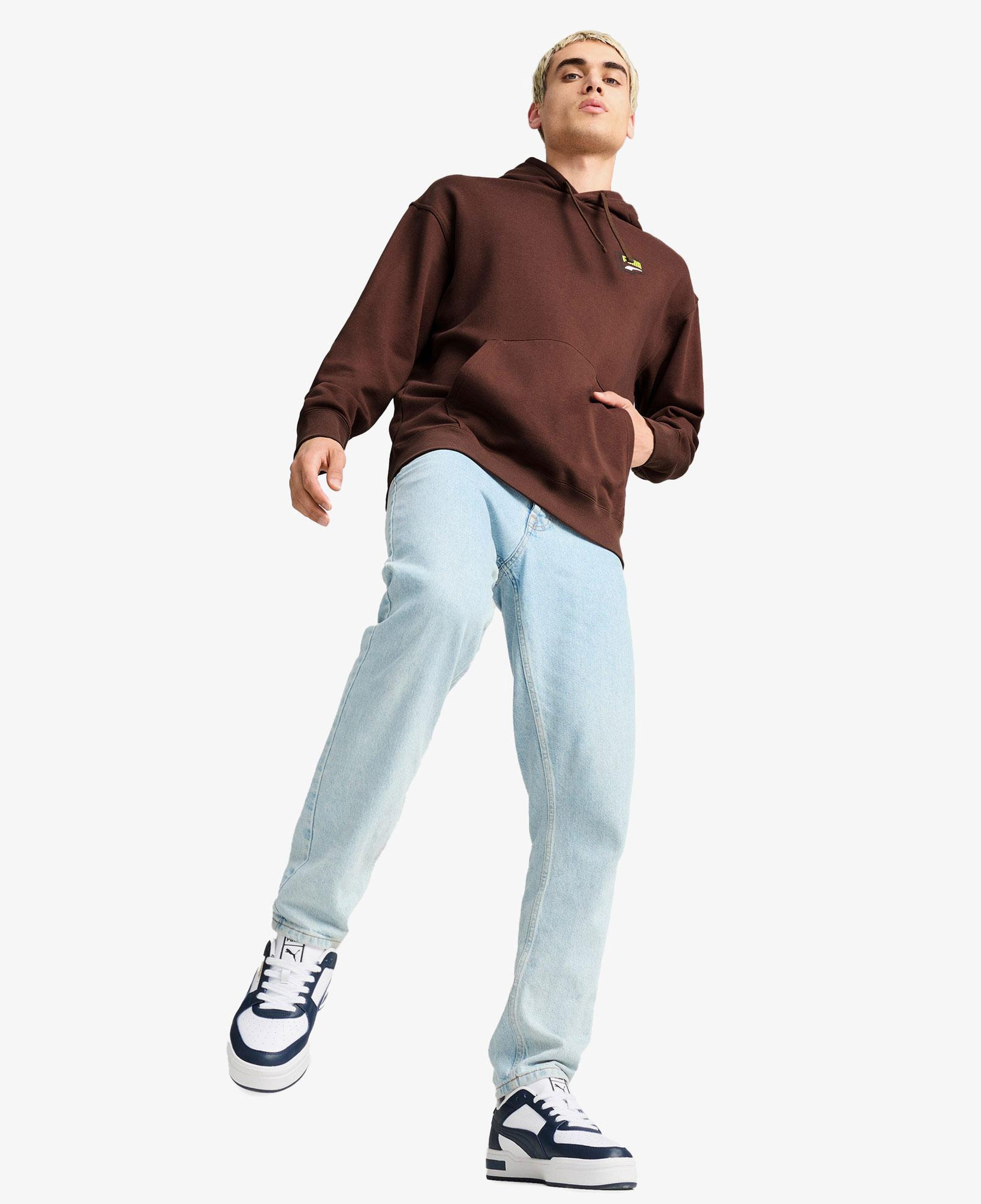 Puma Downtown Graphic Hoodie Unisex Kahverengi Hoodie