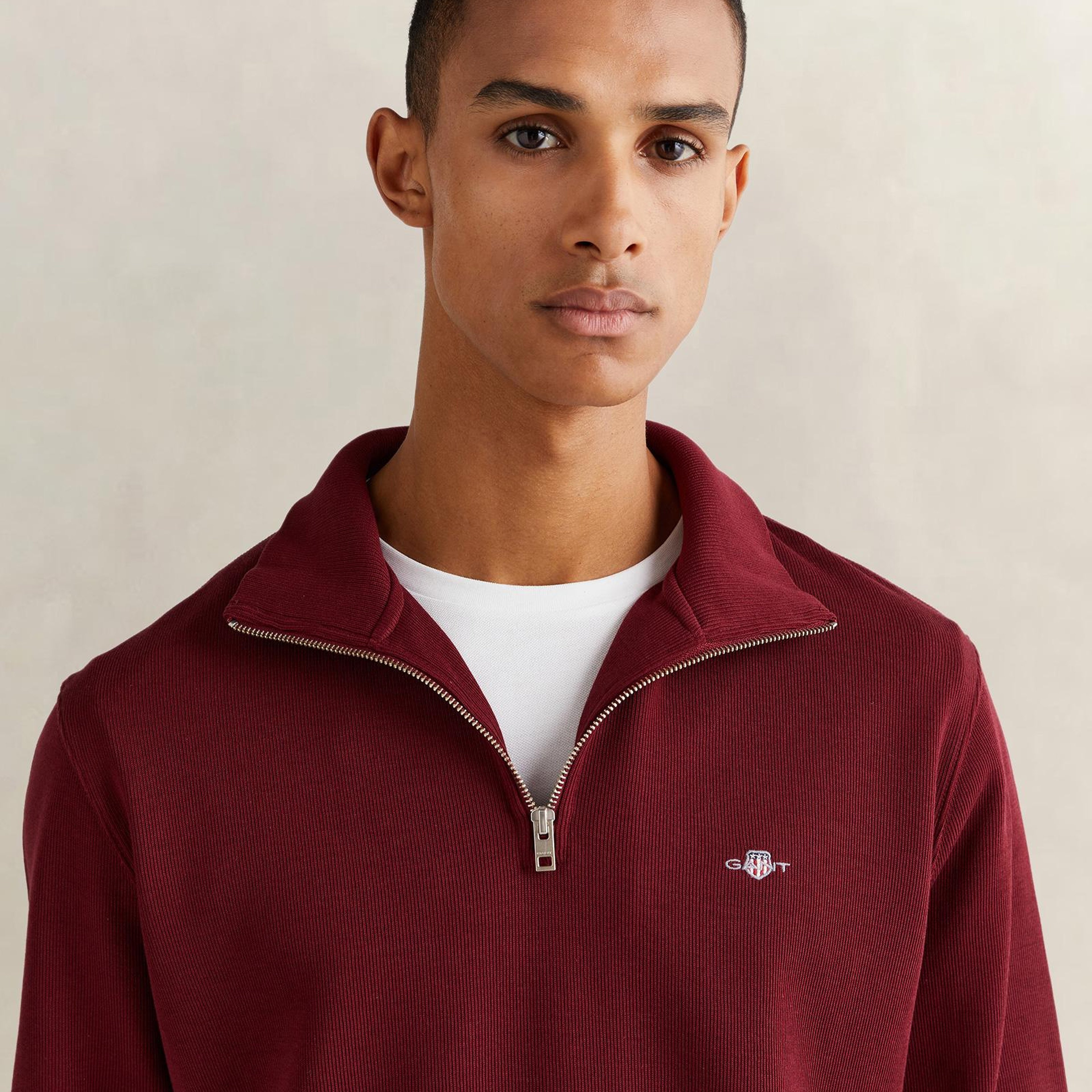 GANT Erkek Bordo Regular Fit Yarım Fermuarlı Sweatshirt