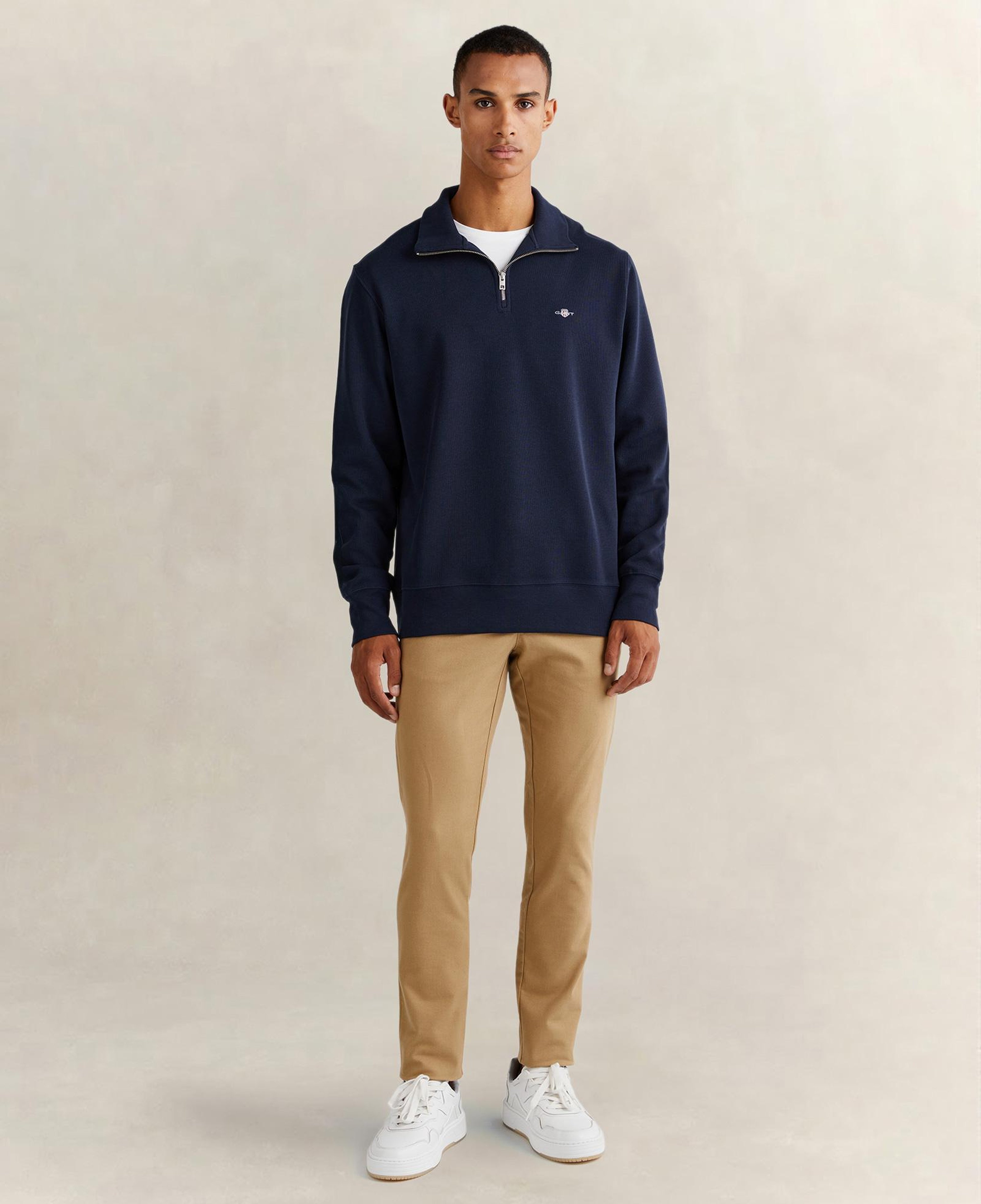 GANT Erkek Lacivert Regular Fit Yarım Fermuarlı Sweatshirt