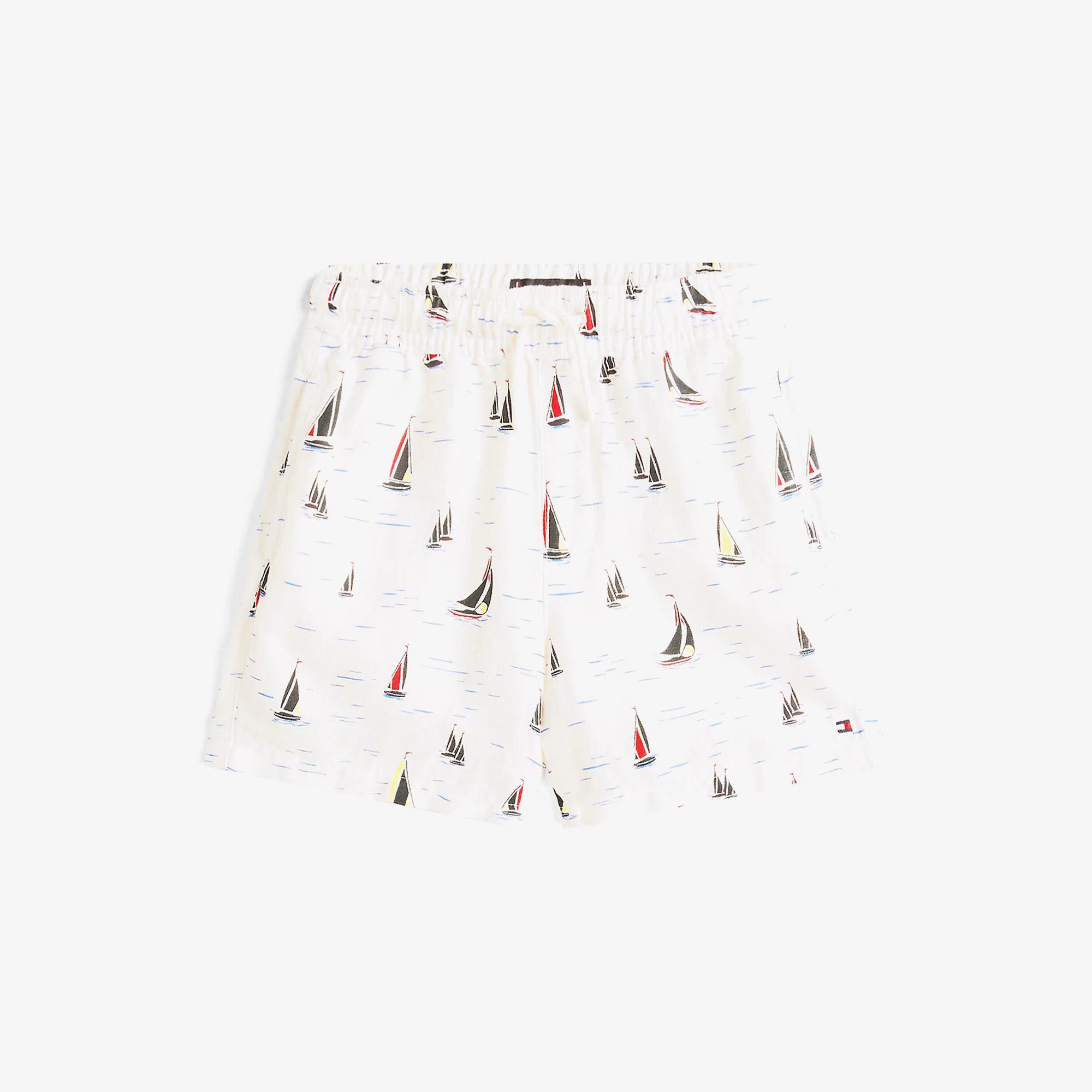 Tommy Hilfiger Print Linen Çocuk Beyaz Deniz Şortu