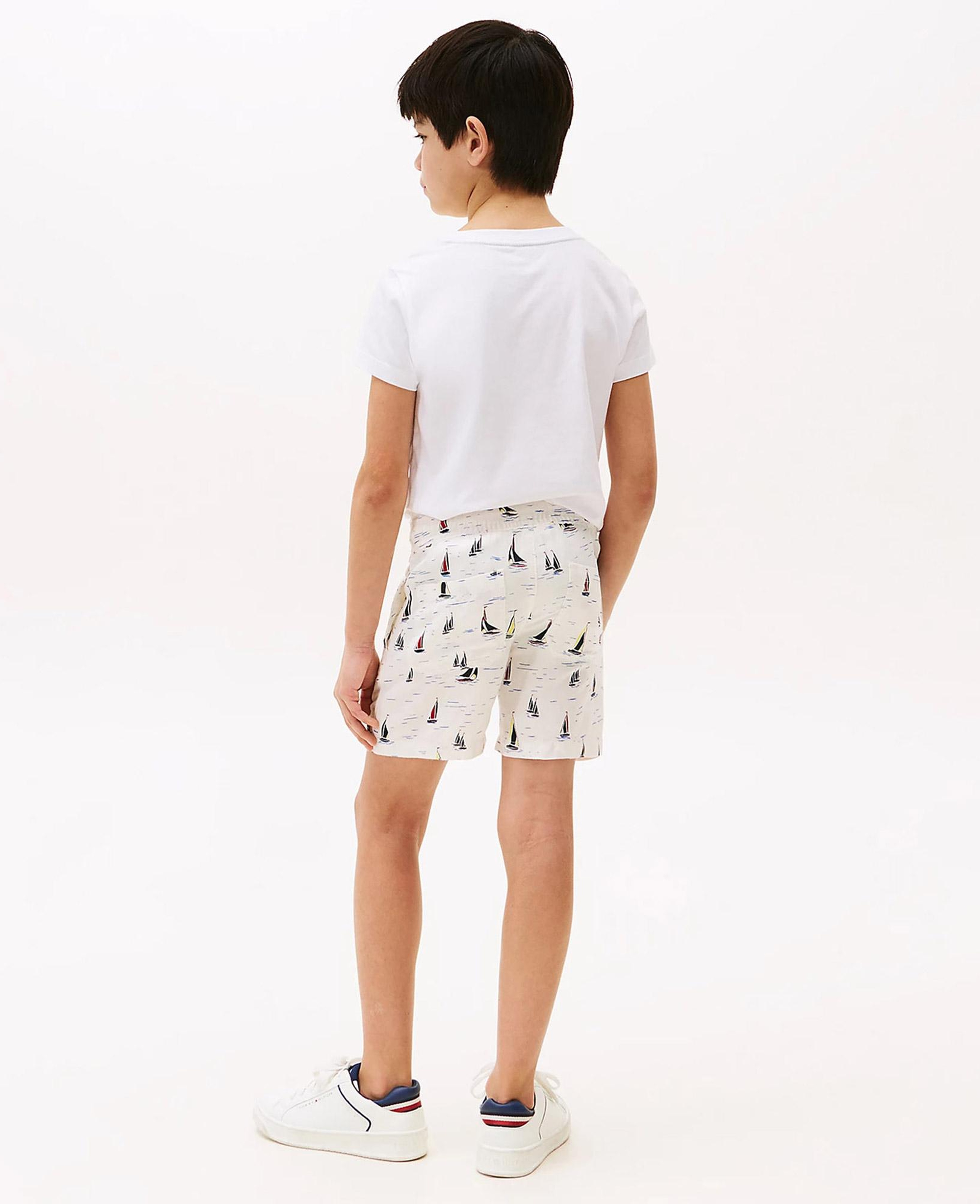 Tommy Hilfiger Print Linen Çocuk Beyaz Deniz Şortu