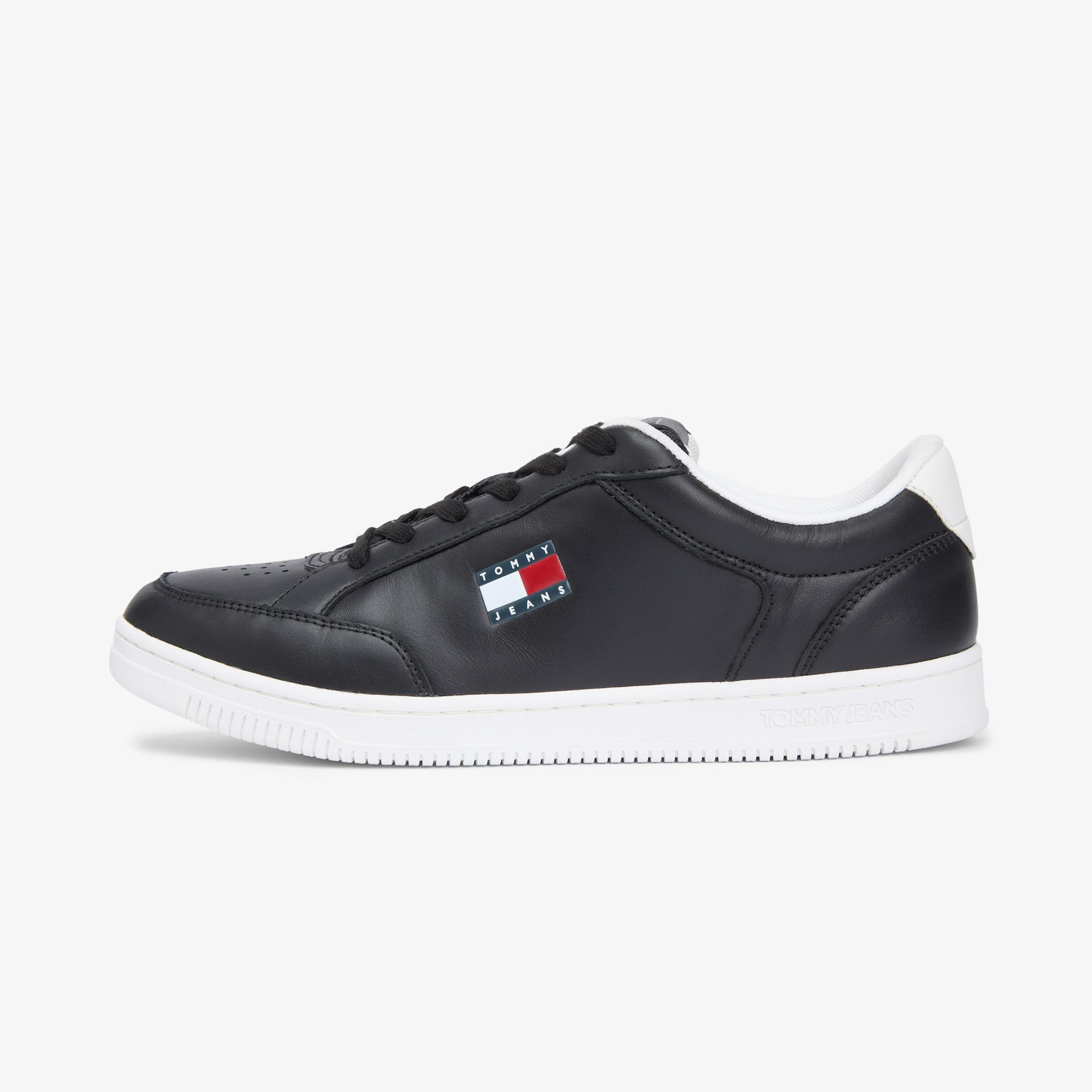 Tommy Hilfiger Cupsole Deri Erkek Siyah Spor Ayakkabı