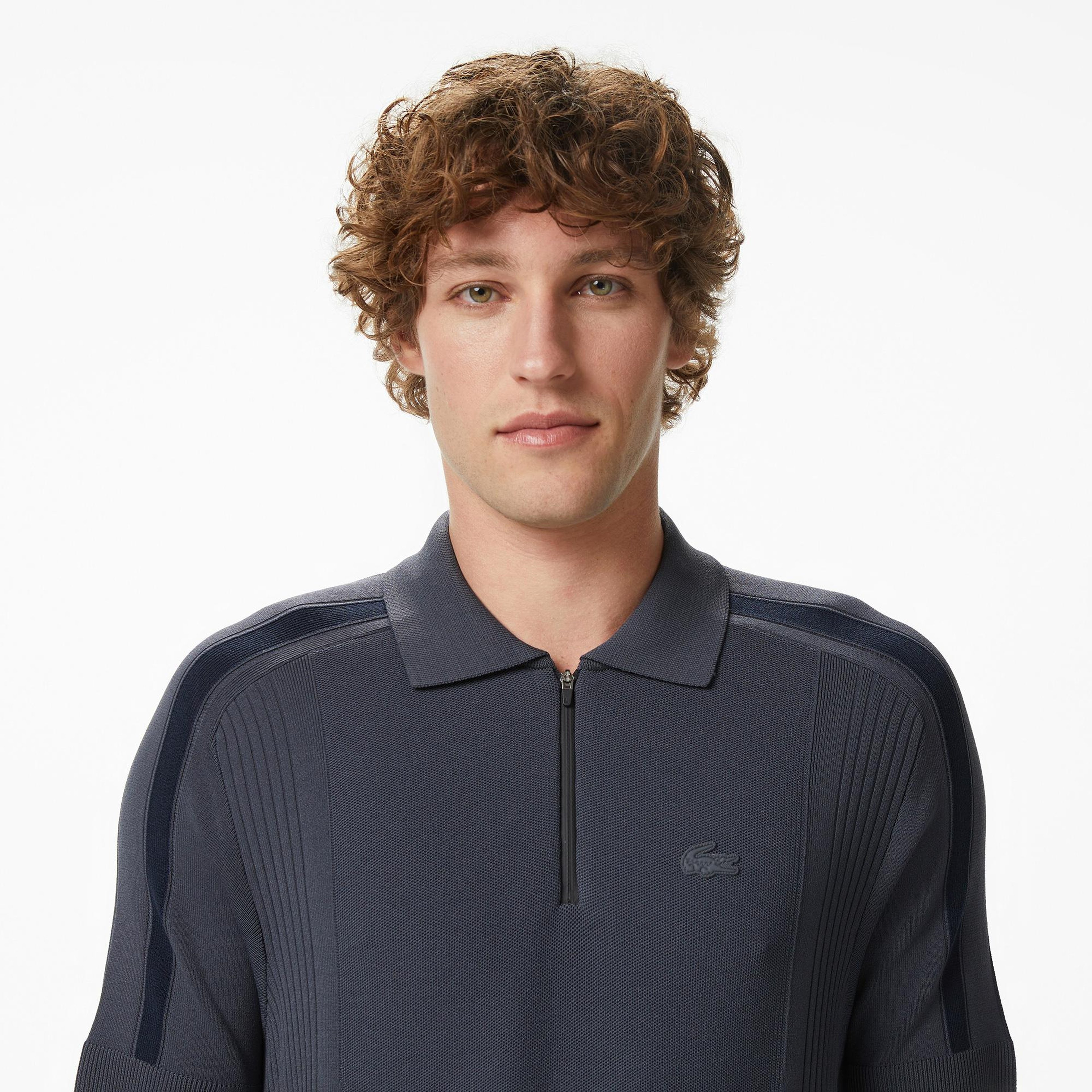 Erkek Classic Fit Kısa Kollu Polo Yaka Koyu Gri Triko