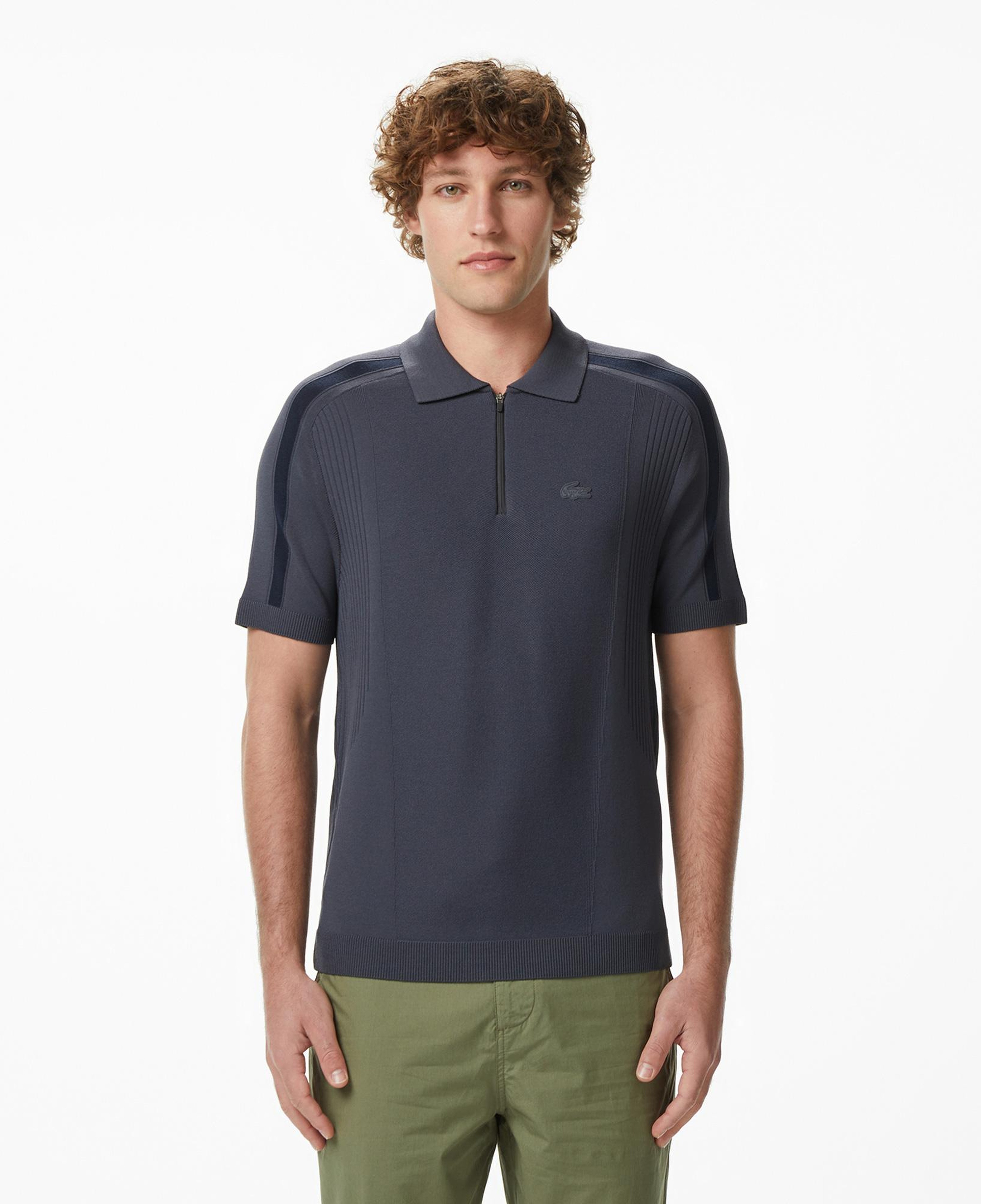 Erkek Classic Fit Kısa Kollu Polo Yaka Koyu Gri Triko