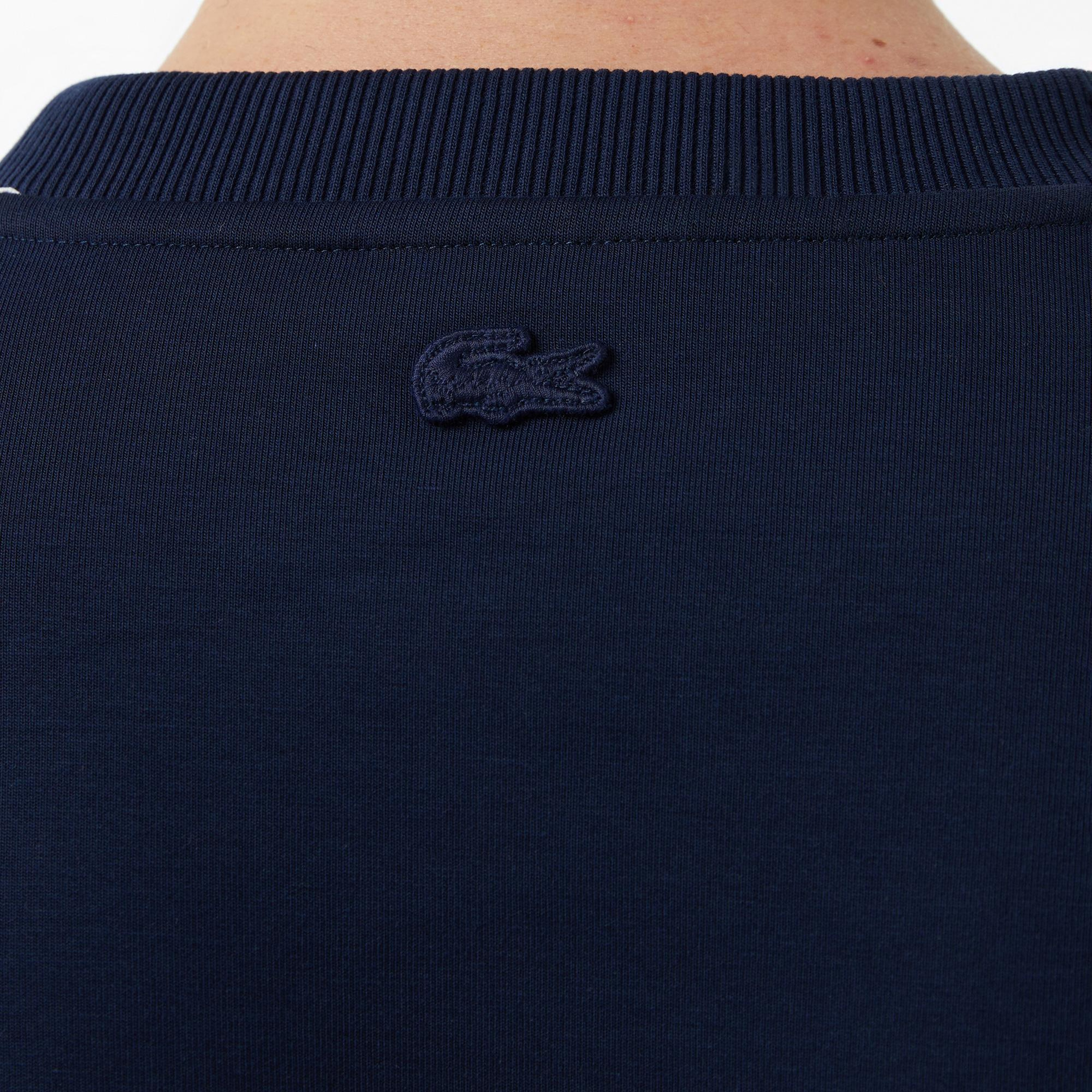 Erkek Relaxed Fit Bisiklet Yaka Baskılı Lacivert T-Shirt