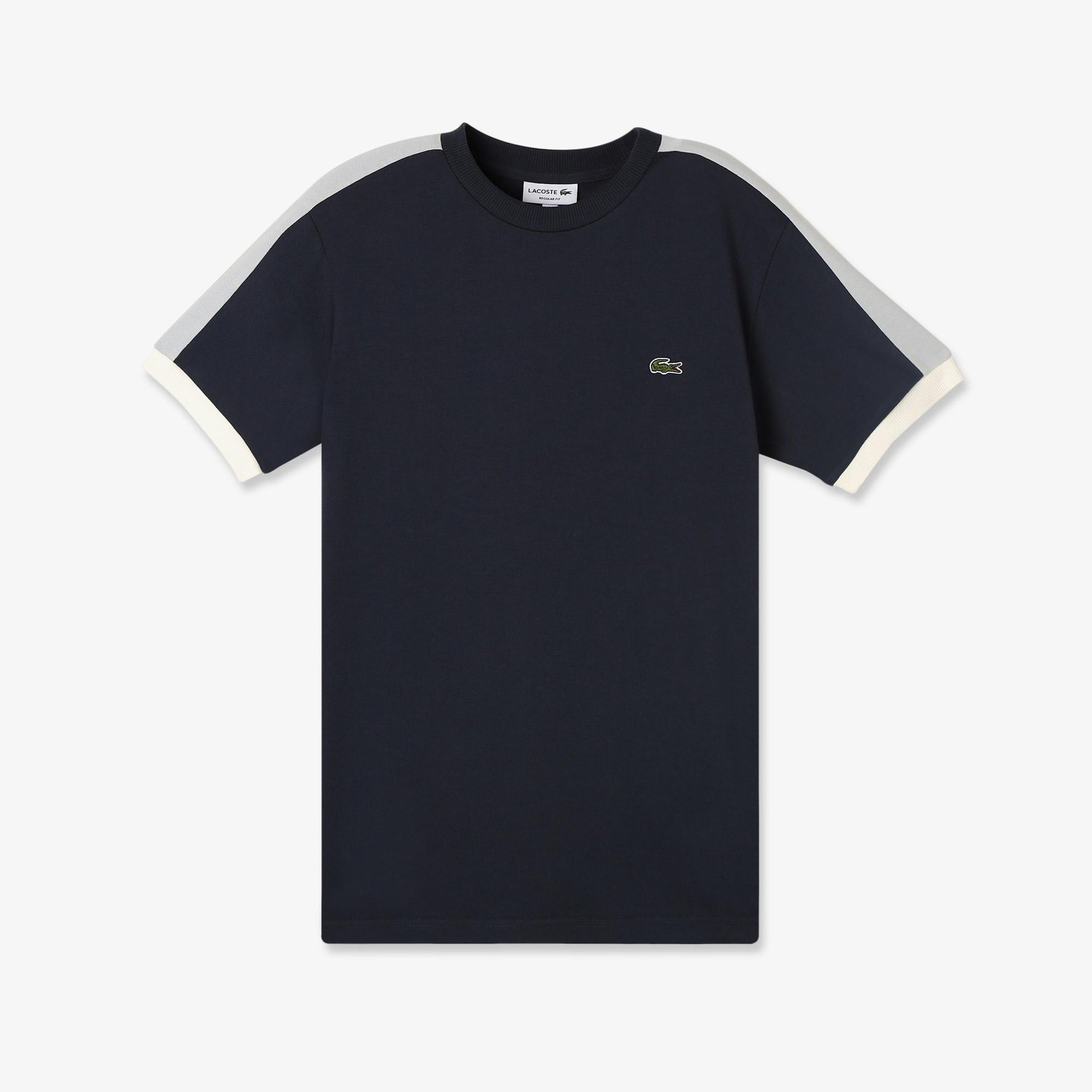 Erkek Regular Fit Bisiklet Yaka Renk Bloklu Koyu Gri T-Shirt