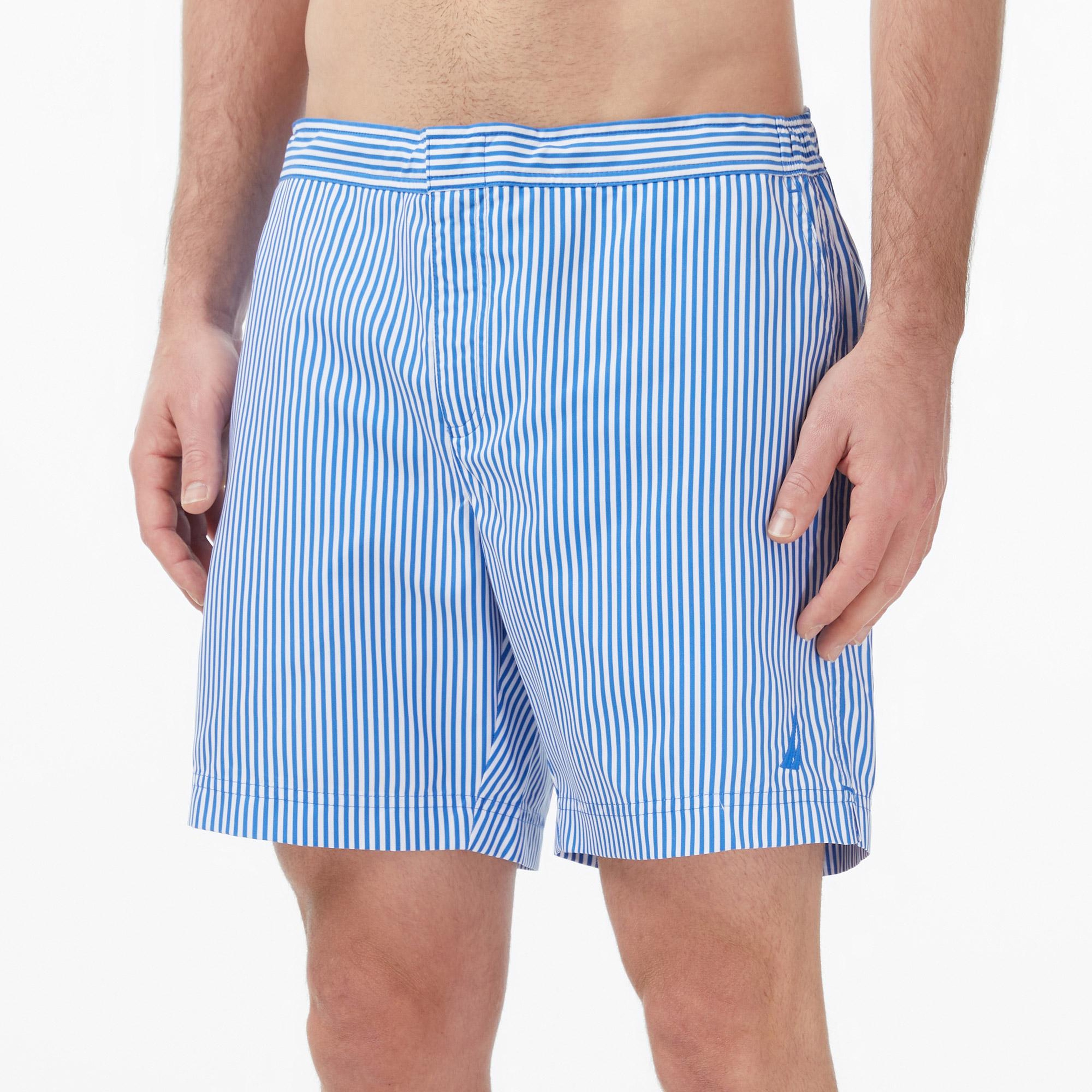 Nautica Erkek Mavi Regular Fit Çizgili Deniz Şortu