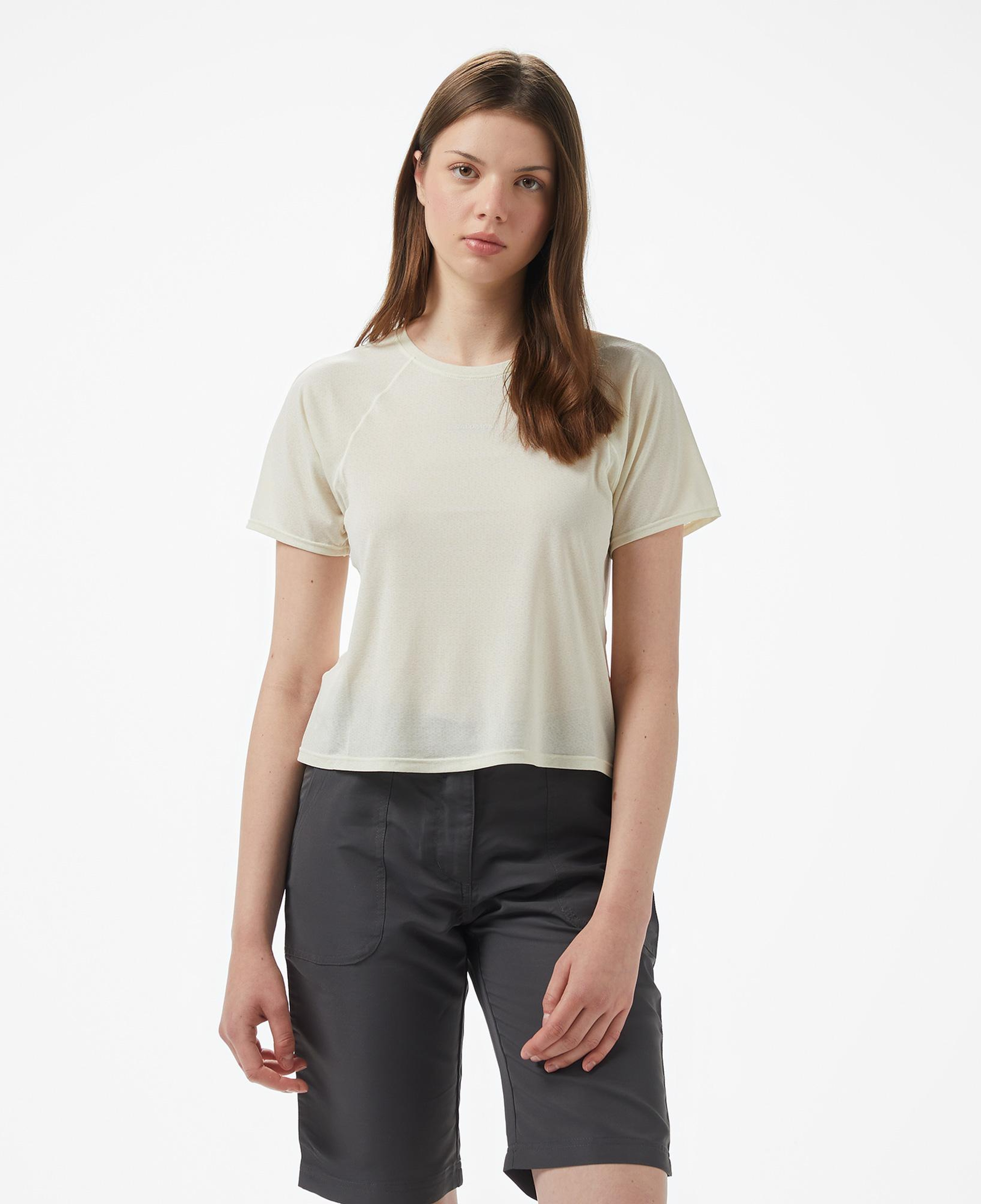 Salomon Shkout Air Crop Ss Kadın Krem Koşu T-Shirt