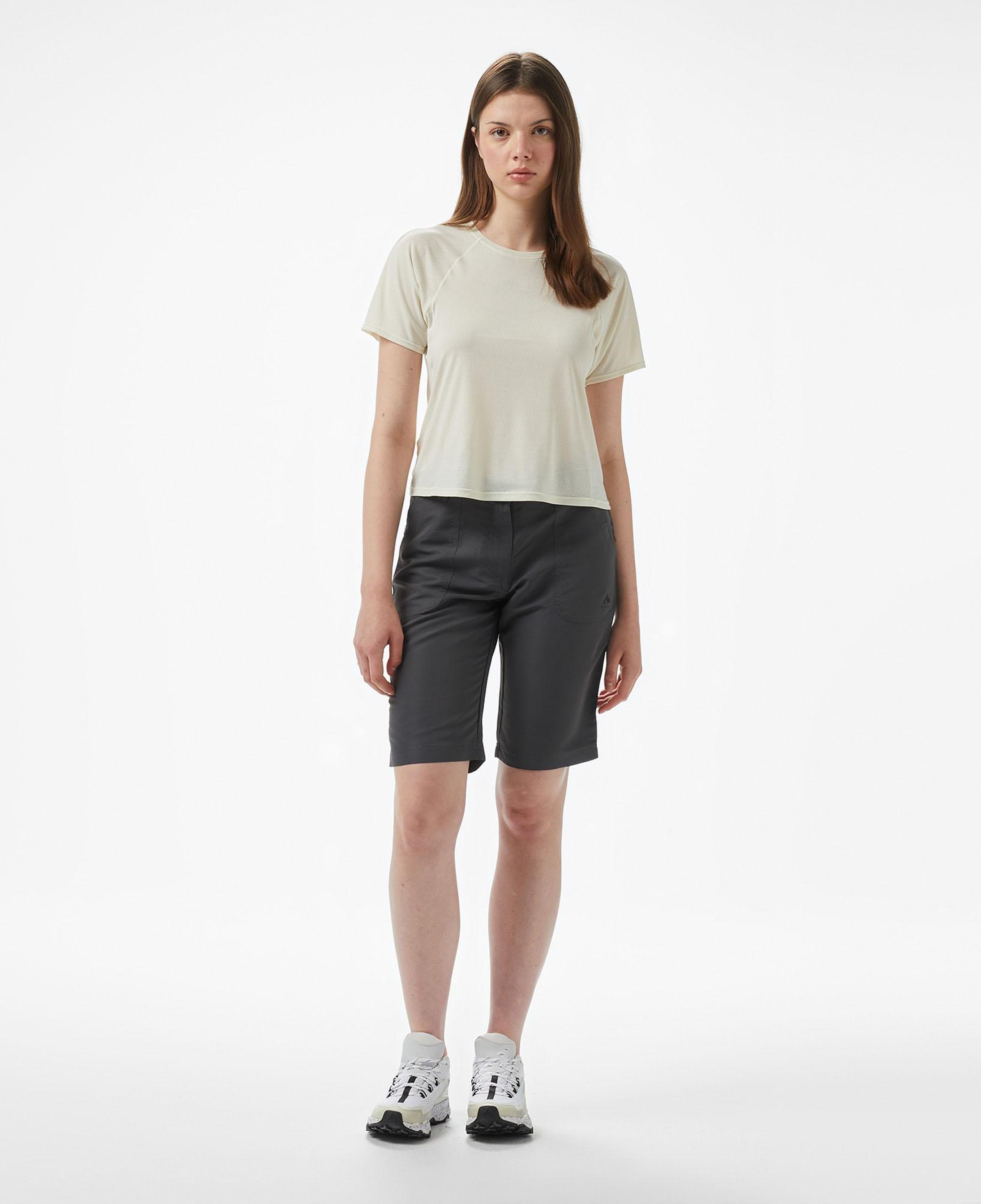 Salomon Shkout Air Crop Ss Kadın Krem Koşu T-Shirt