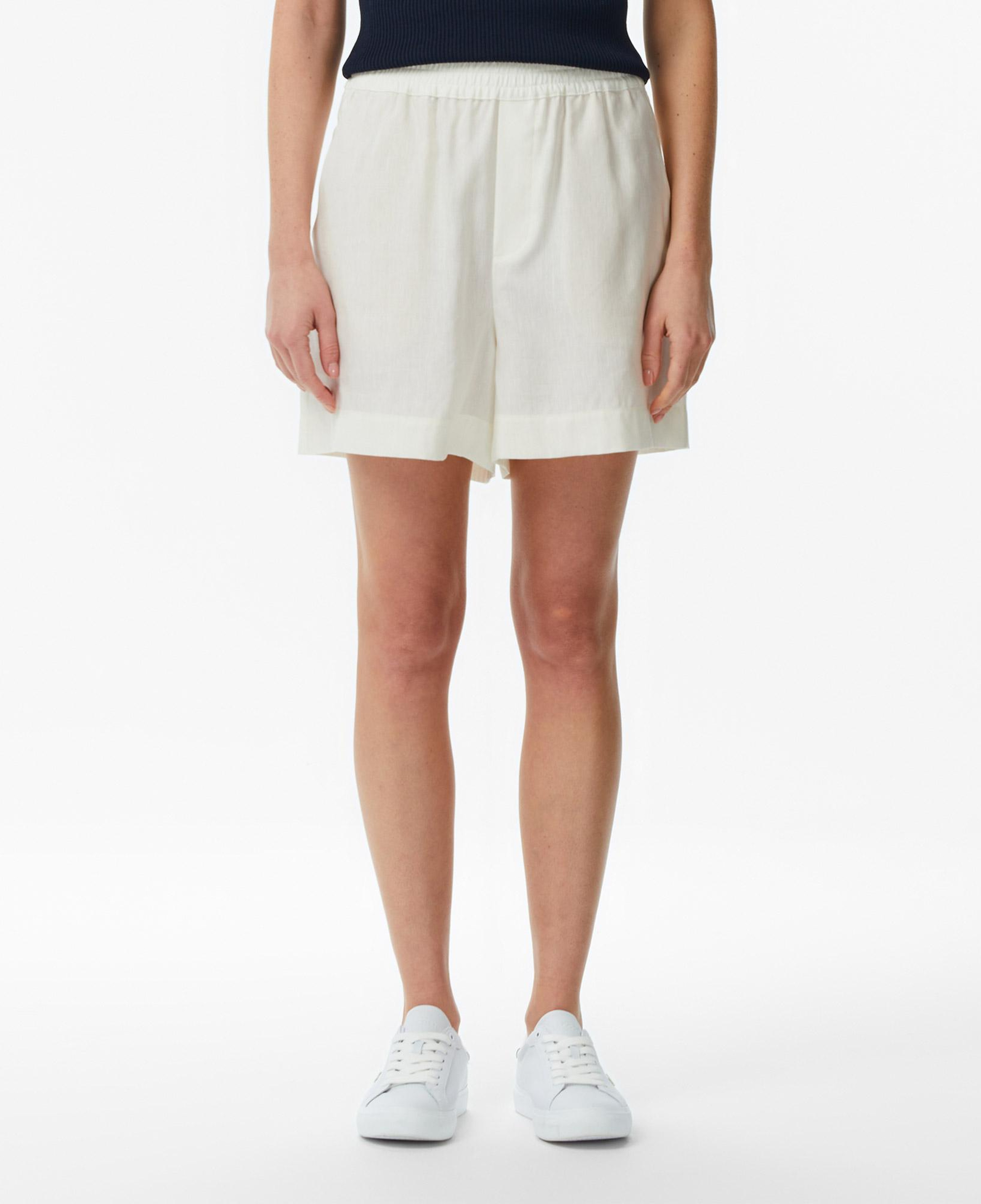 Kadın Relaxed Fit Keten Krem Şort