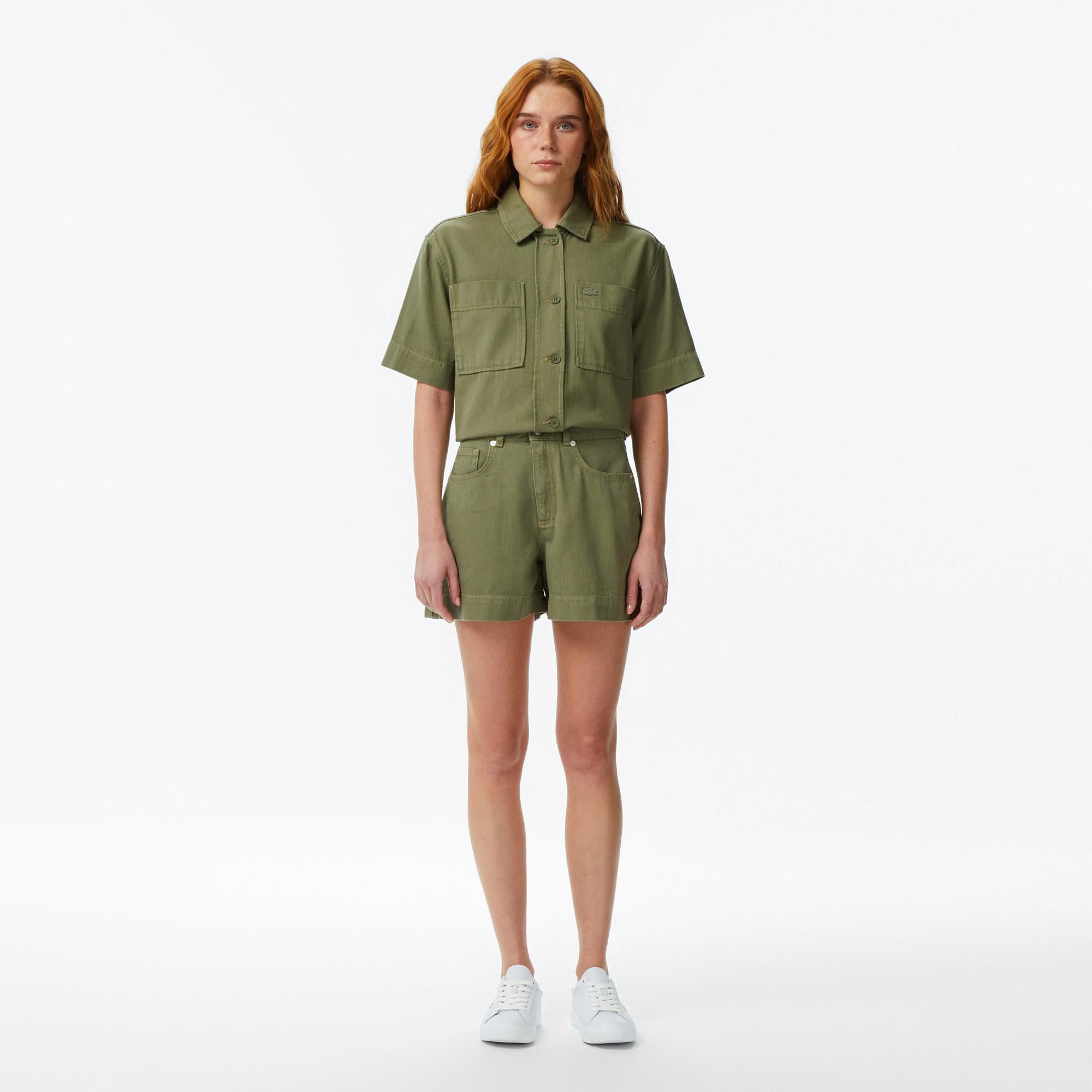 Lacoste Kadın Slim Fit Haki Bermuda