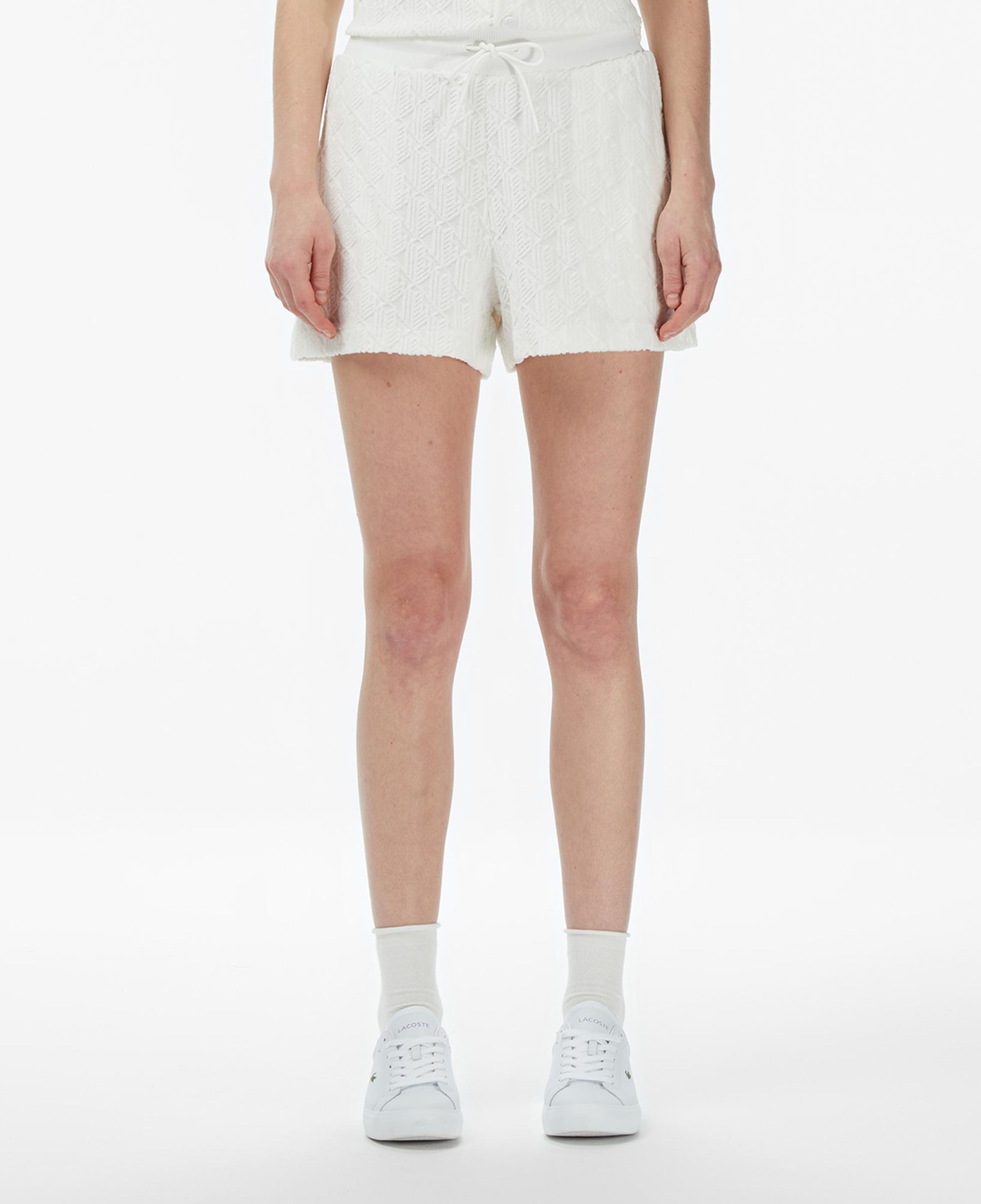 Kadın Relaxed Fit Monogram Beyaz Şort