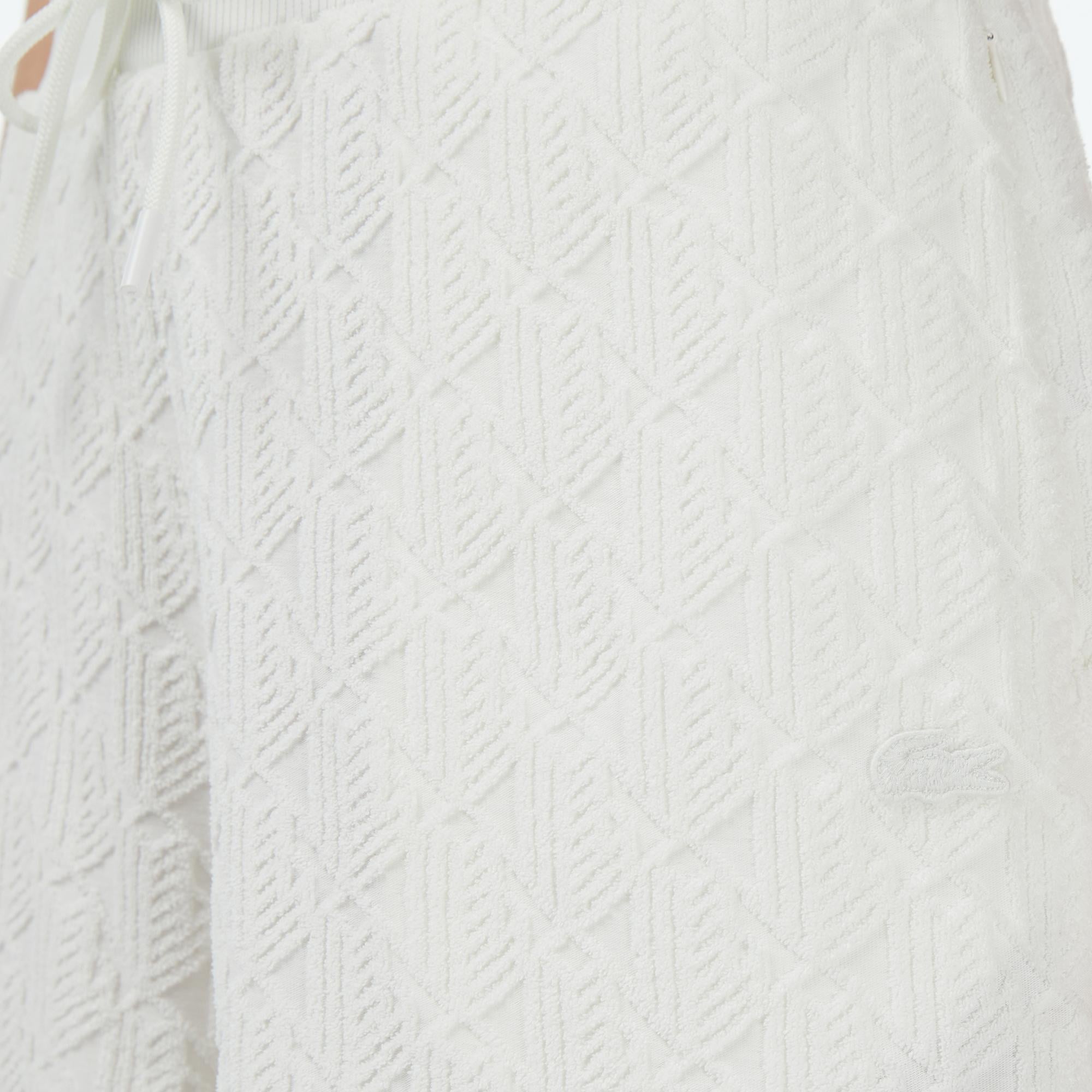 Kadın Relaxed Fit Monogram Beyaz Şort