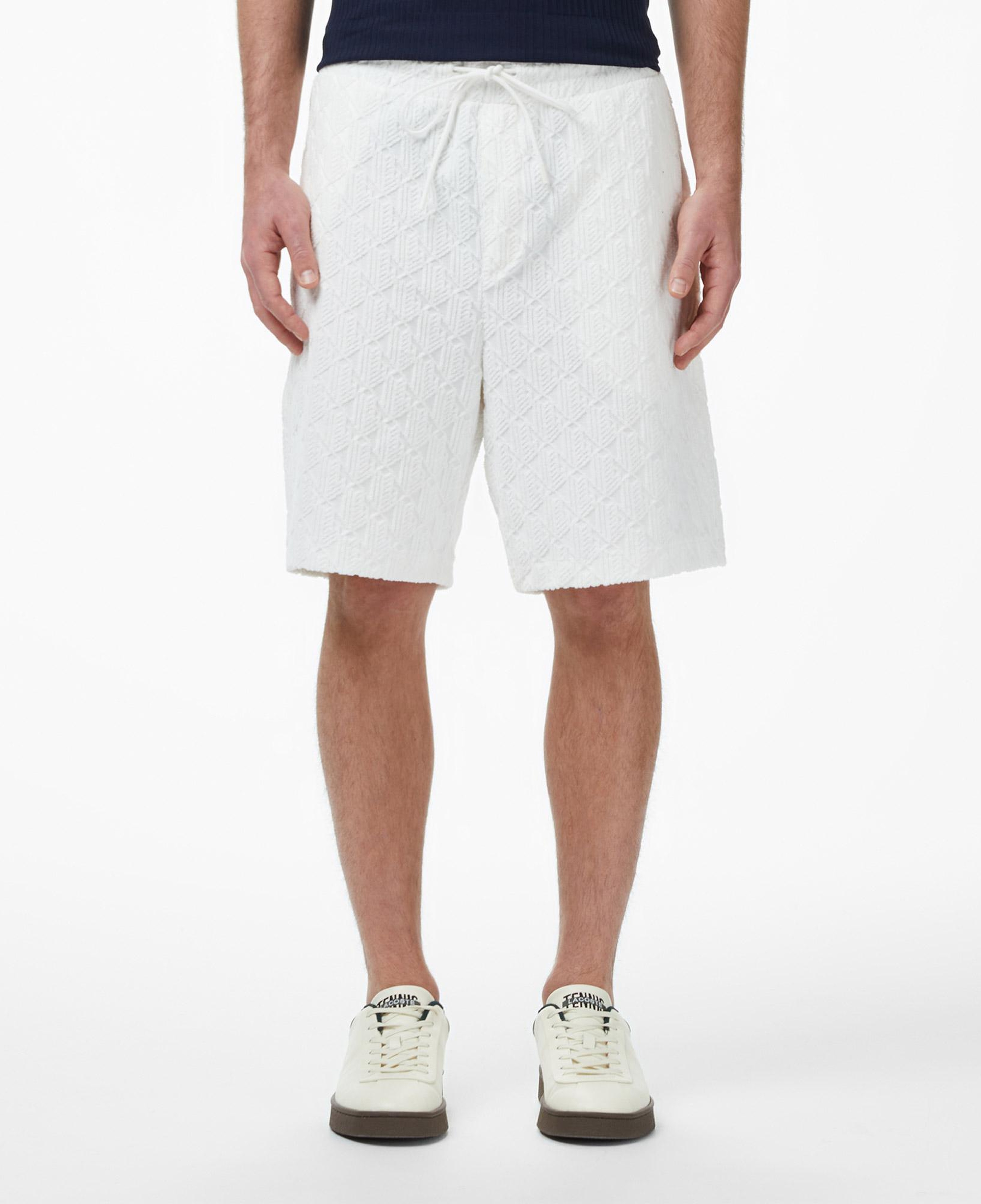 Lacoste Erkek Relaxed Fit Monogram Beyaz Bermuda Şort